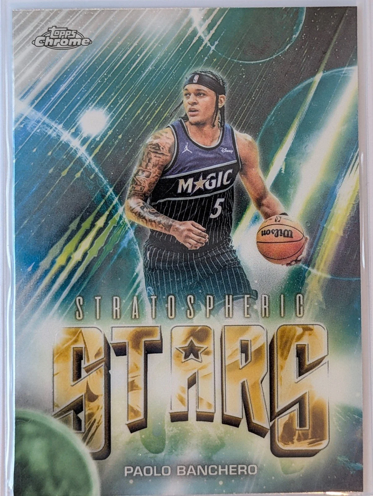 Front of 2025-26 Topps Chrome Update #ST-19 Paolo Banchero Stratospheric Stars