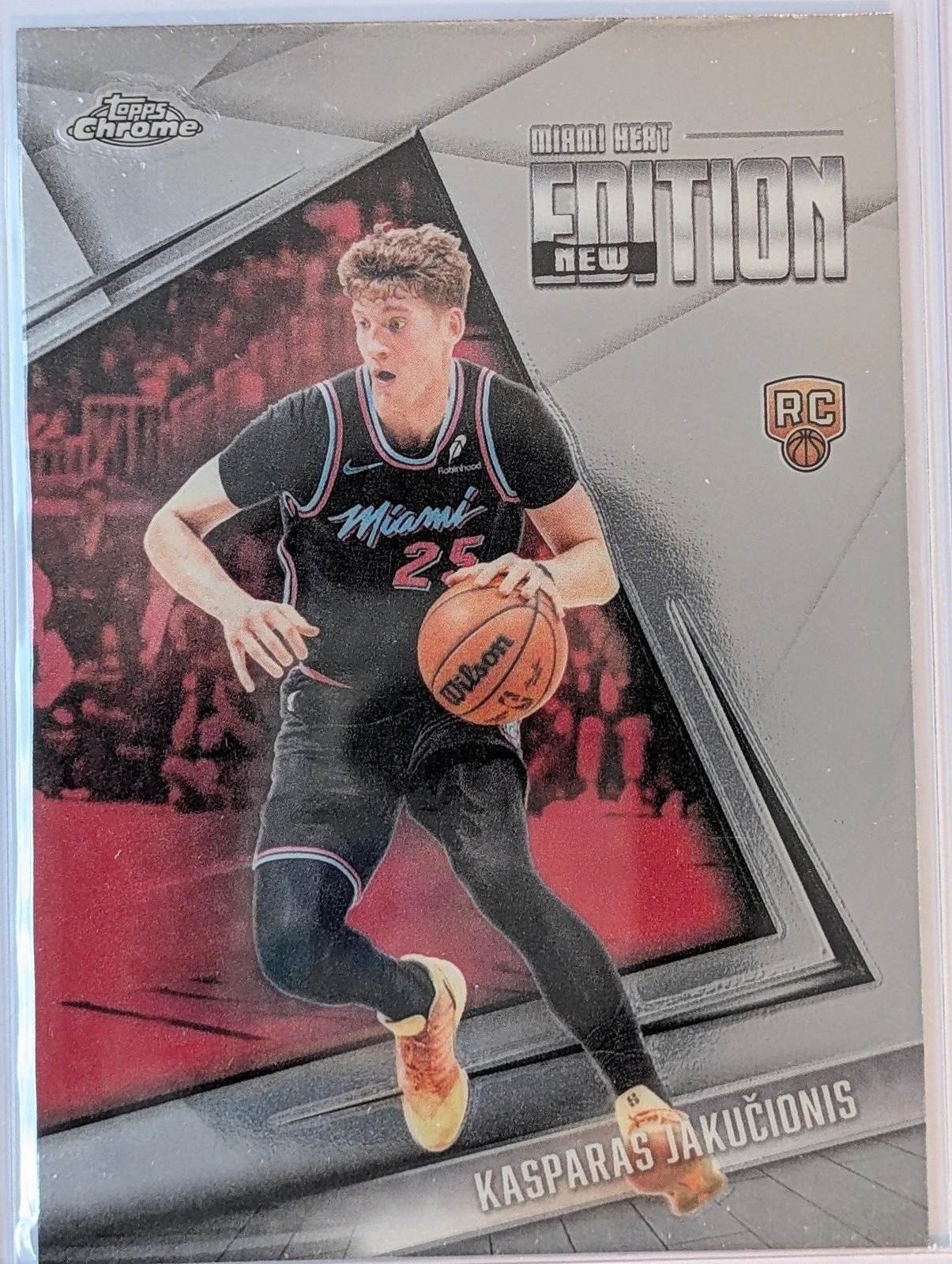 Front of 2025-26 Topps Chrome Update #GR-13 Kasparas Jakučionis New Editions