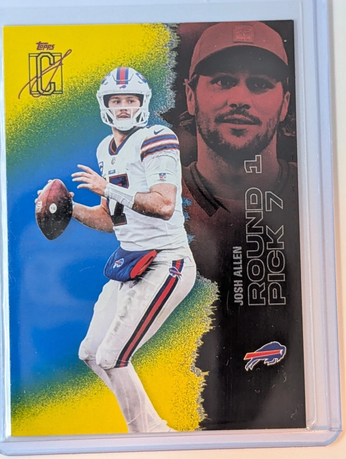 Front of 2025 Topps Signature Class #7 Josh Allen Blue & Yellow