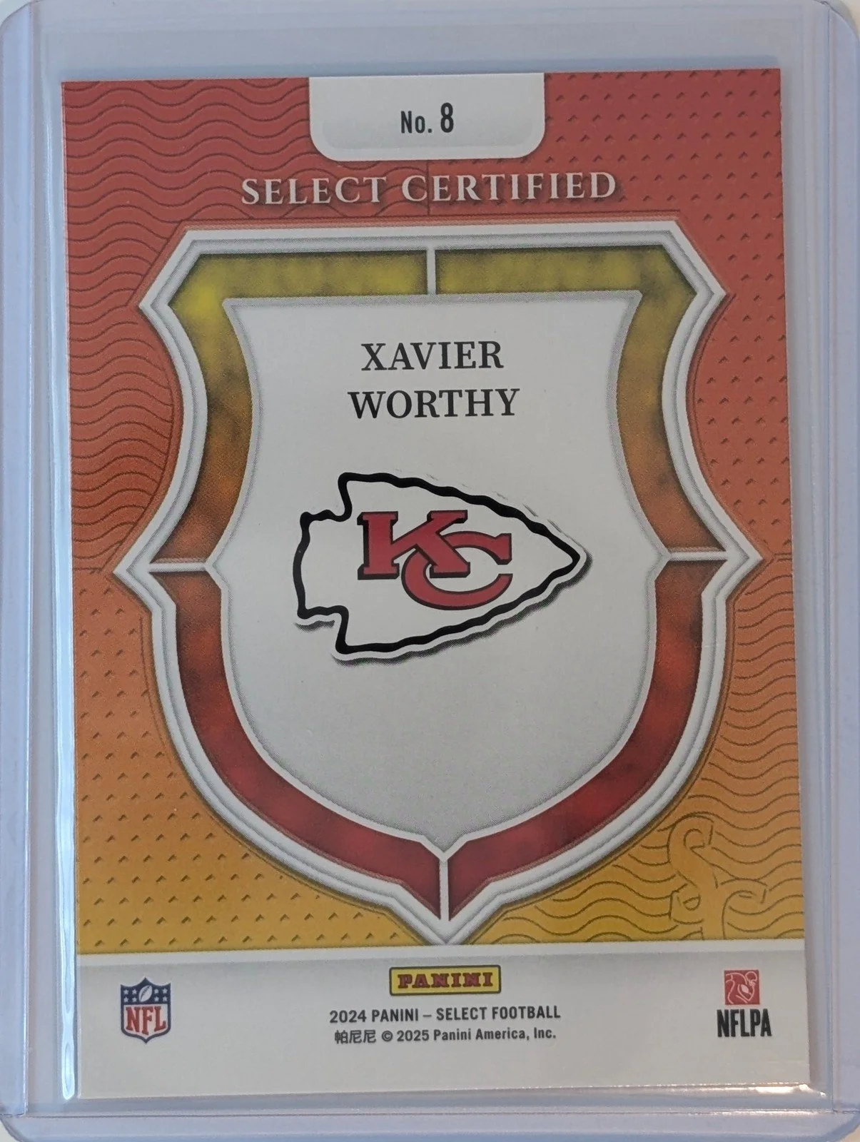 Back of 2024 Panini Select #8 Xavier Worthy Select Certified Rookies