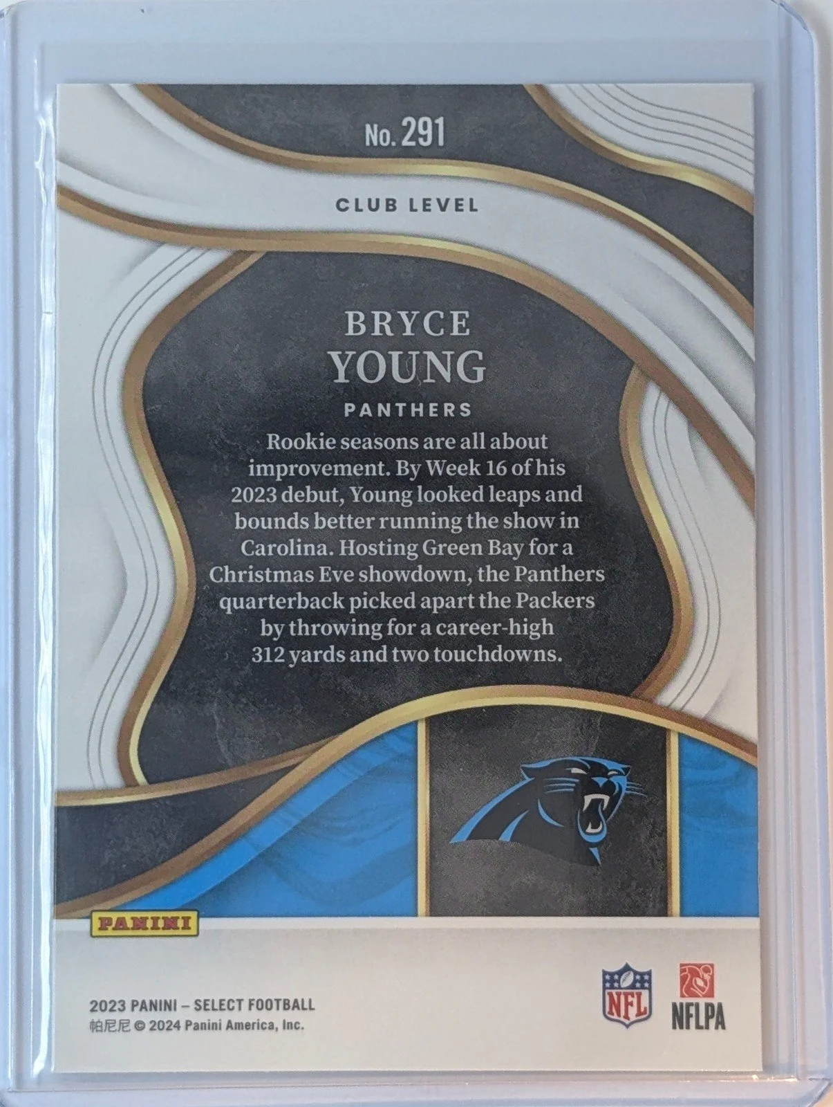 Back of 2023 Panini Select #291 Bryce Young