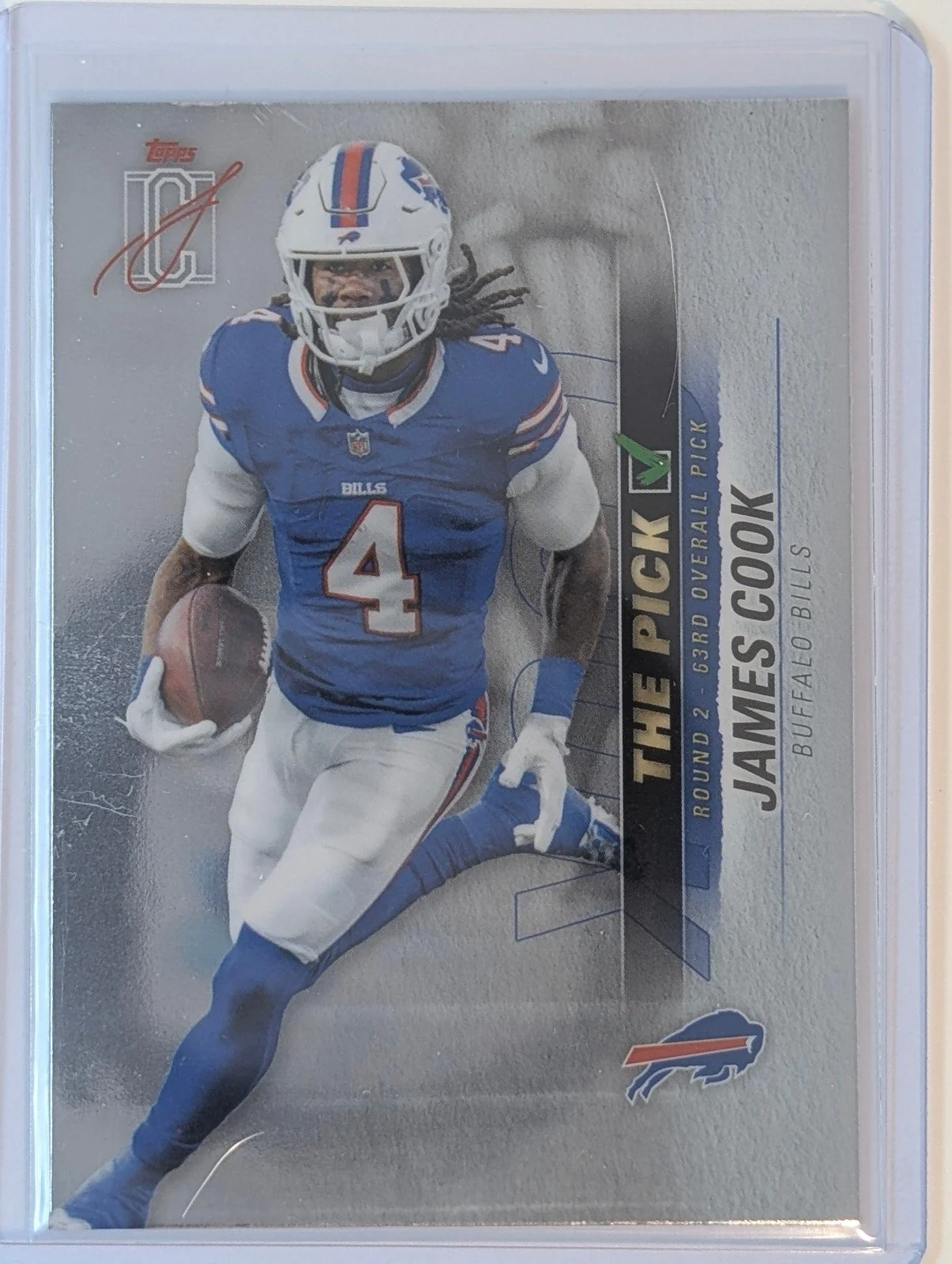 Front of 2025 Topps Signature Class #TP-4 James Cook The Pick