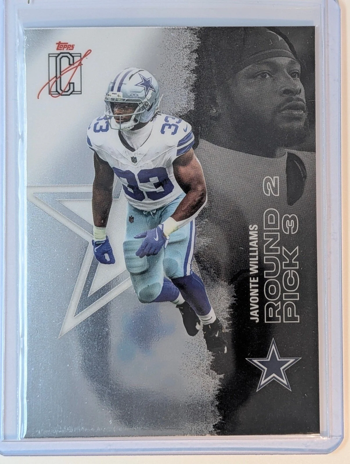 Front of 2025 Topps Signature Class #60 Javonte Williams Chrome