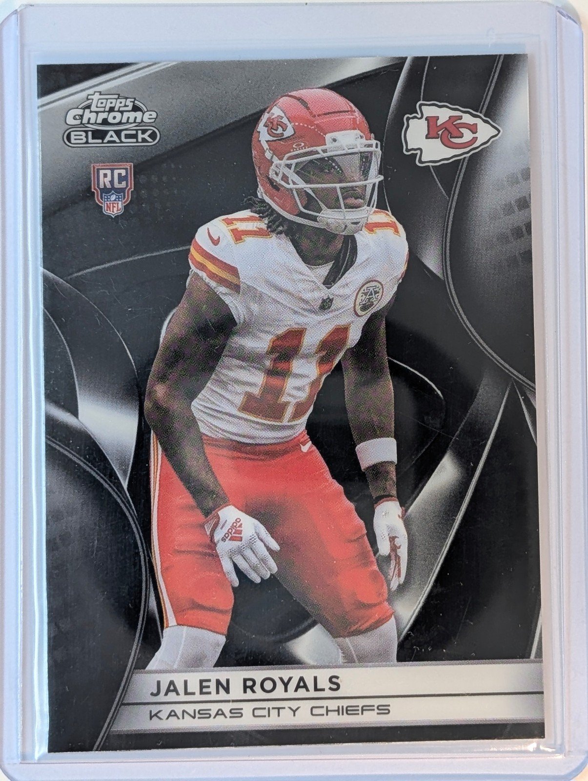 Front of 2025 Topps Chrome Black #124 Jalen Royals
