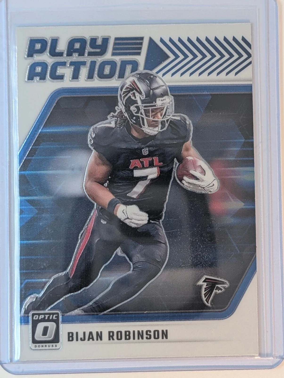 Front of 2024 Donruss Optic #14 Bijan Robinson Play Action
