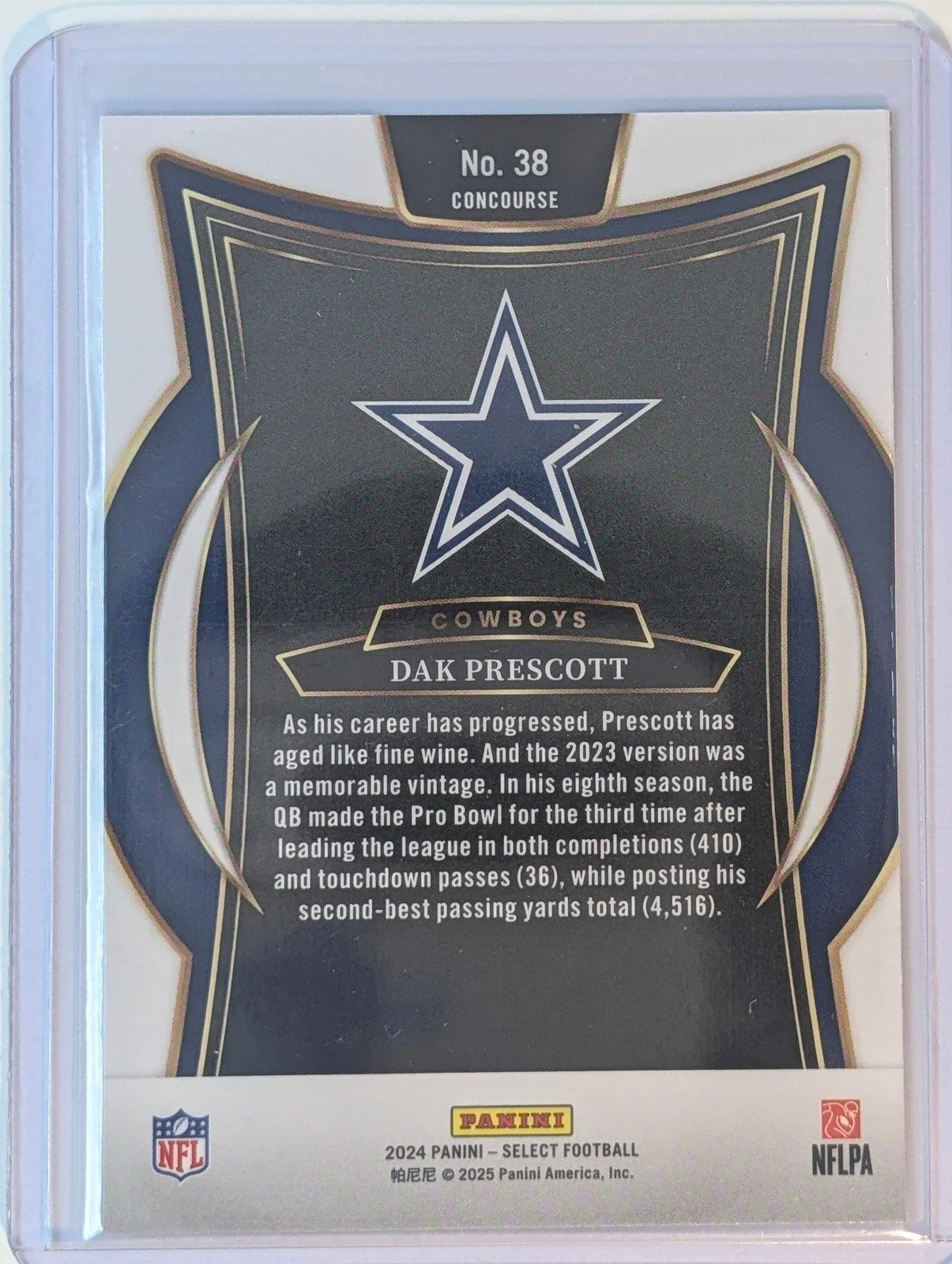 Back of 2024 Panini Select #38 Dak Prescott