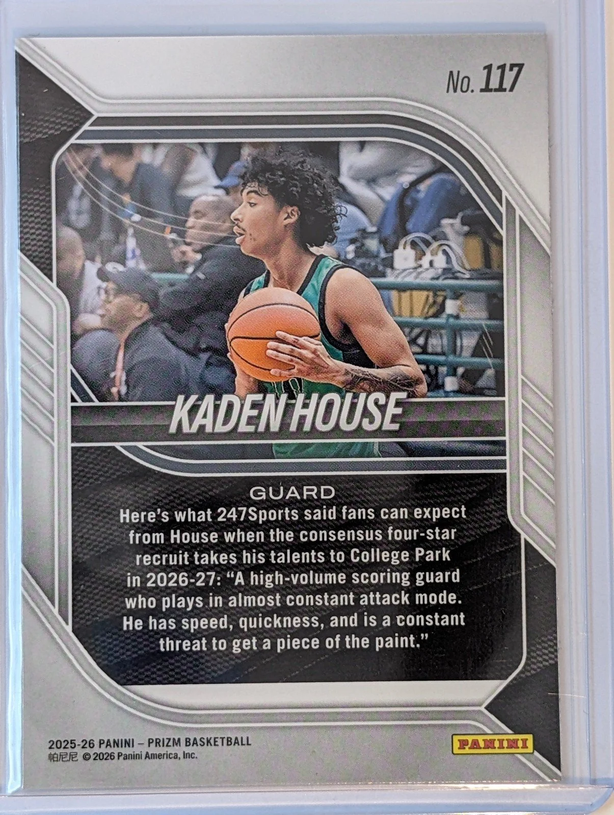 Back of 2025-26 Panini Prizm #117 Kaden House
