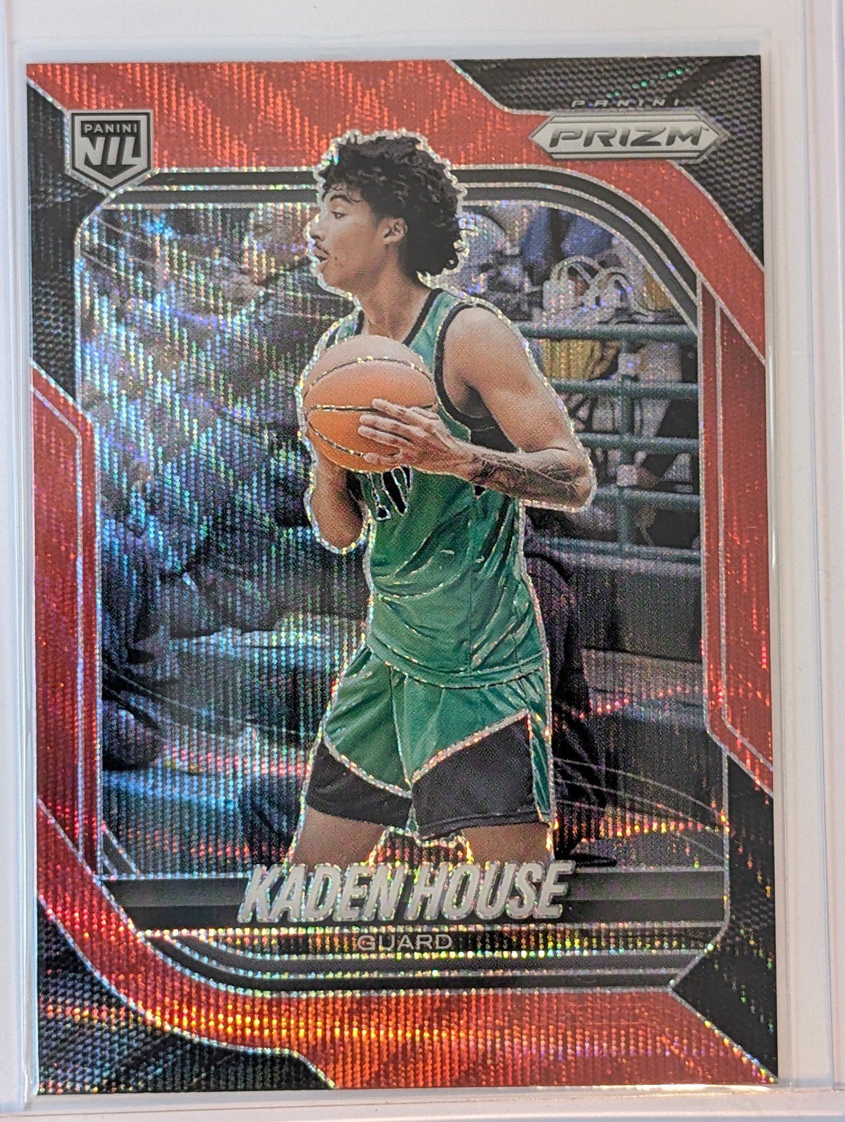 Front of 2025-26 Panini Prizm /299 #117 Kaden House Rube Red Wave Prizm