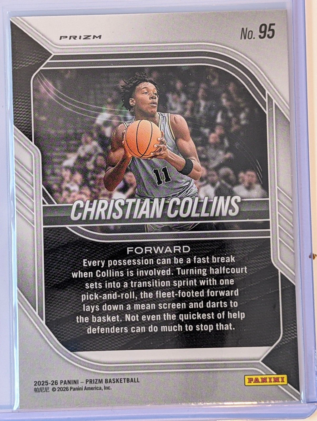 Back of 2025-26 Panini Prizm #95 Christian Collins