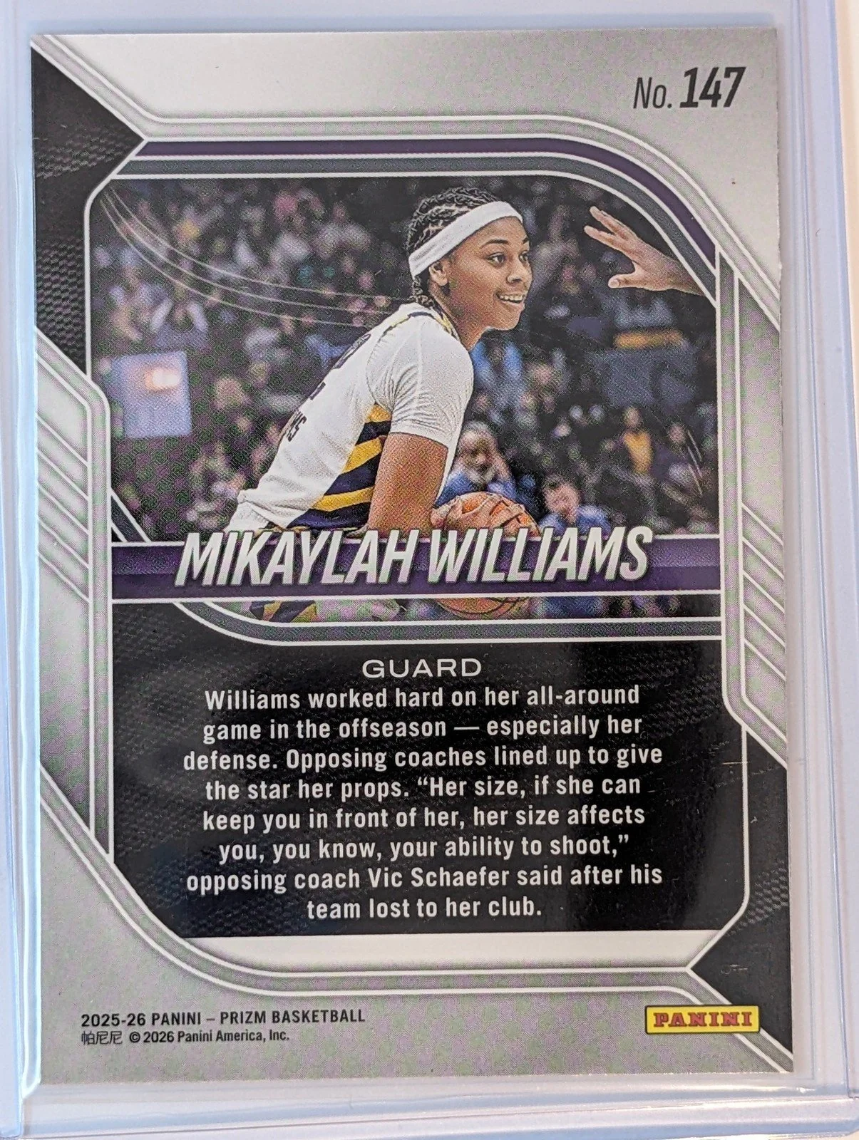 Back of 2025-26 Panini Prizm #147 Mikaylah Williams