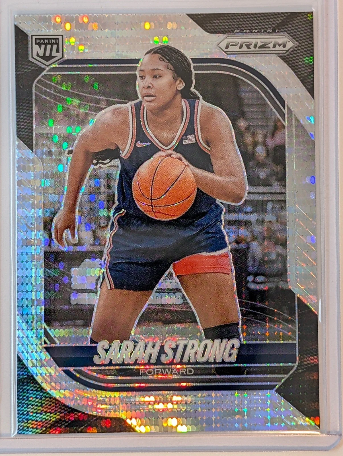Front of 2025-26 Panini Prizm #121 Sarah Strong Pulsar Prizm