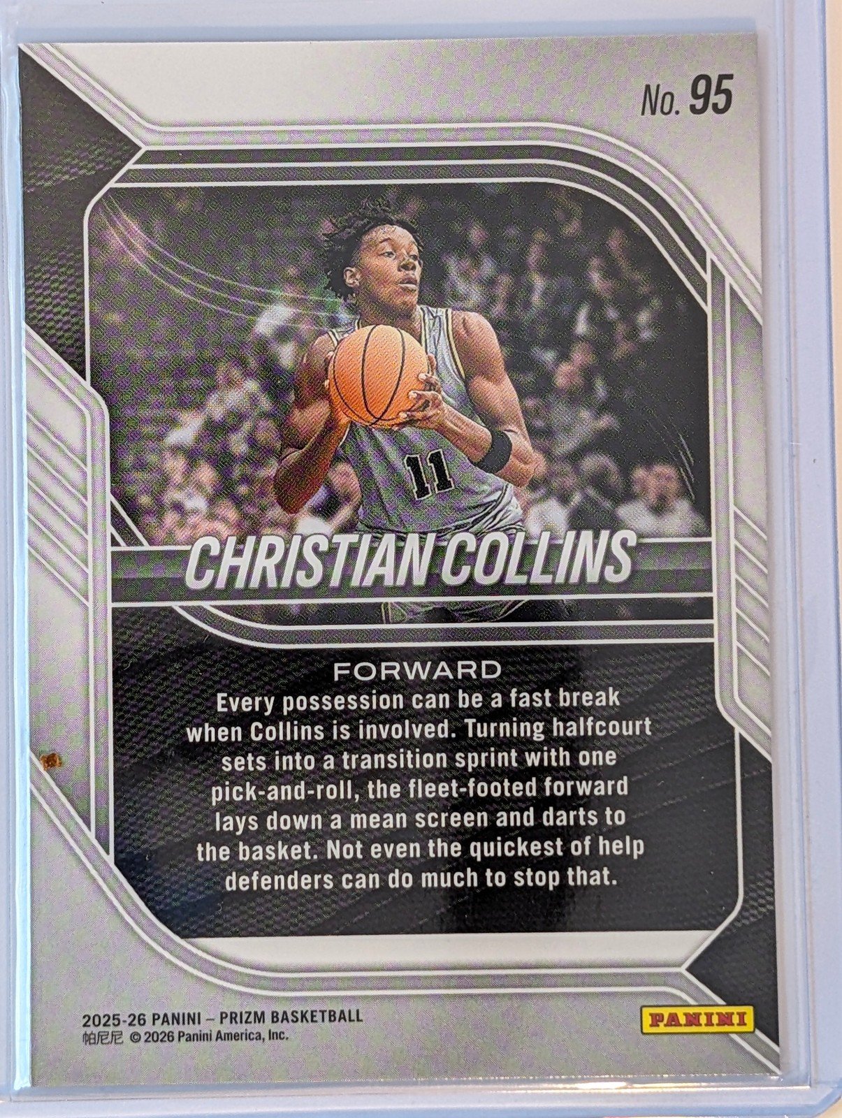 Back of 2025-26 Panini Prizm #95 Christian Collins
