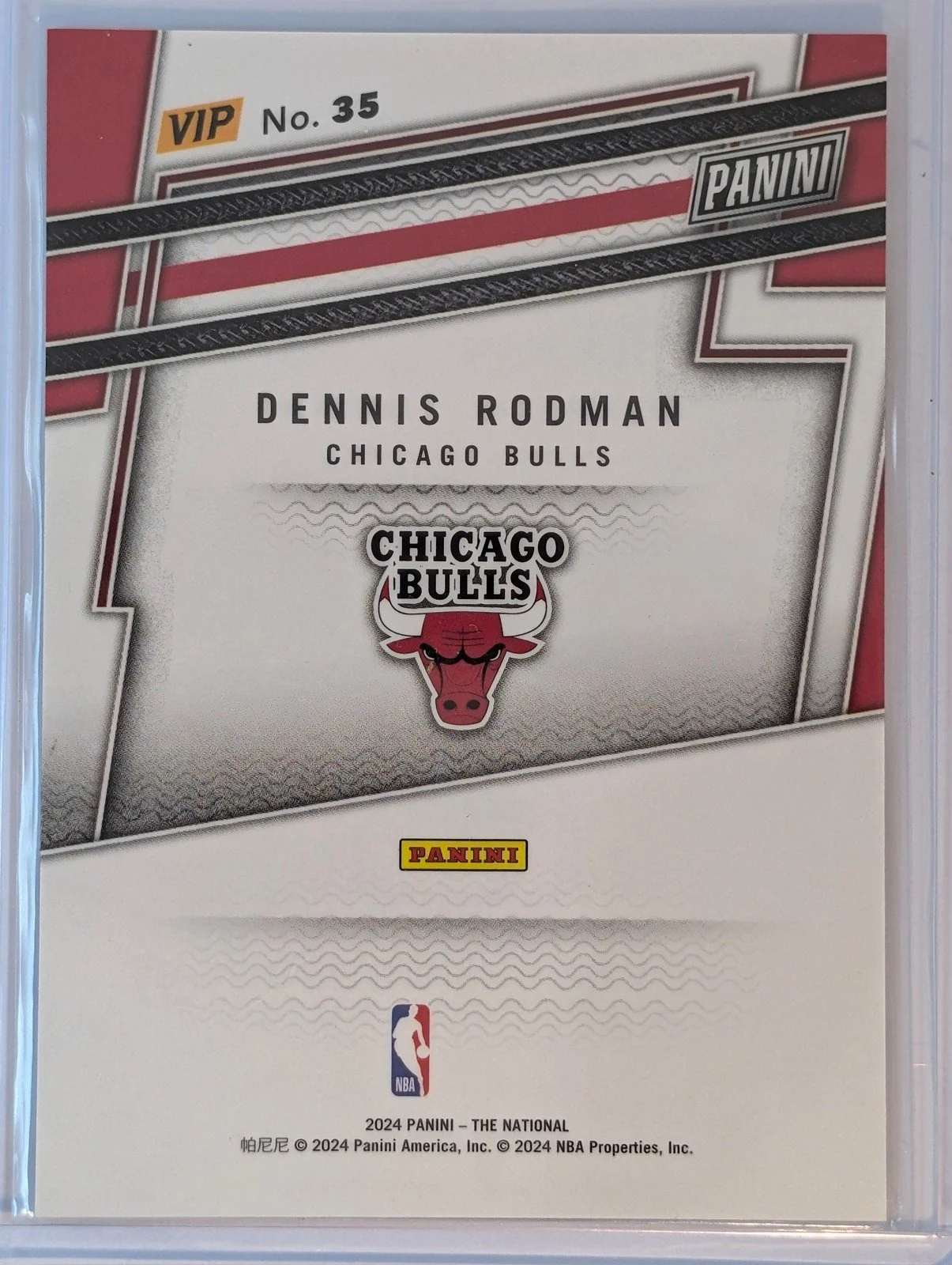 Back of 2024 Panini National Sports Collectors Convention VIP #35 Dennis Rodman