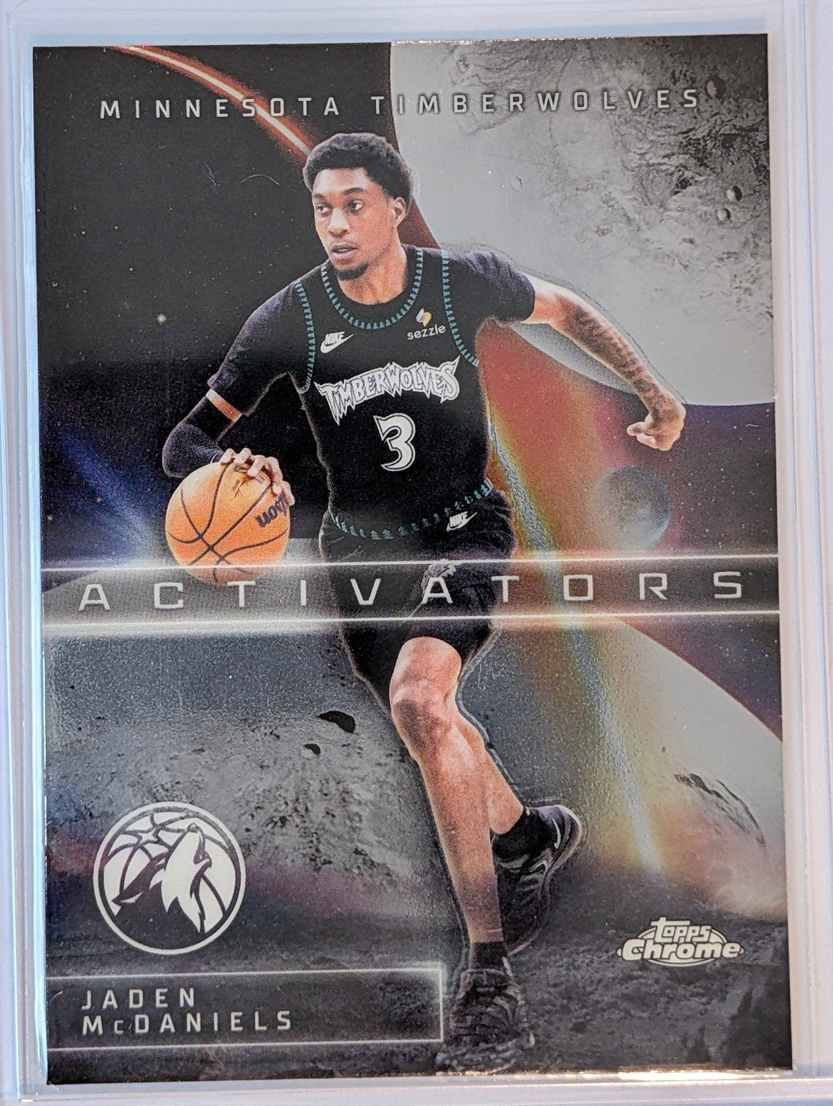 Front of 2025-26 Topps Chrome Update #AC-19 Jaden McDaniels Activators