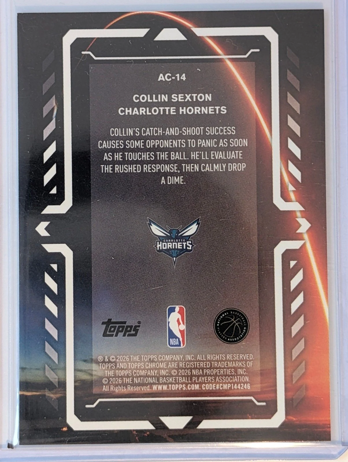 Back of 2025-26 Topps Chrome Update #AC-14 Collin Sexton Activators Geometric