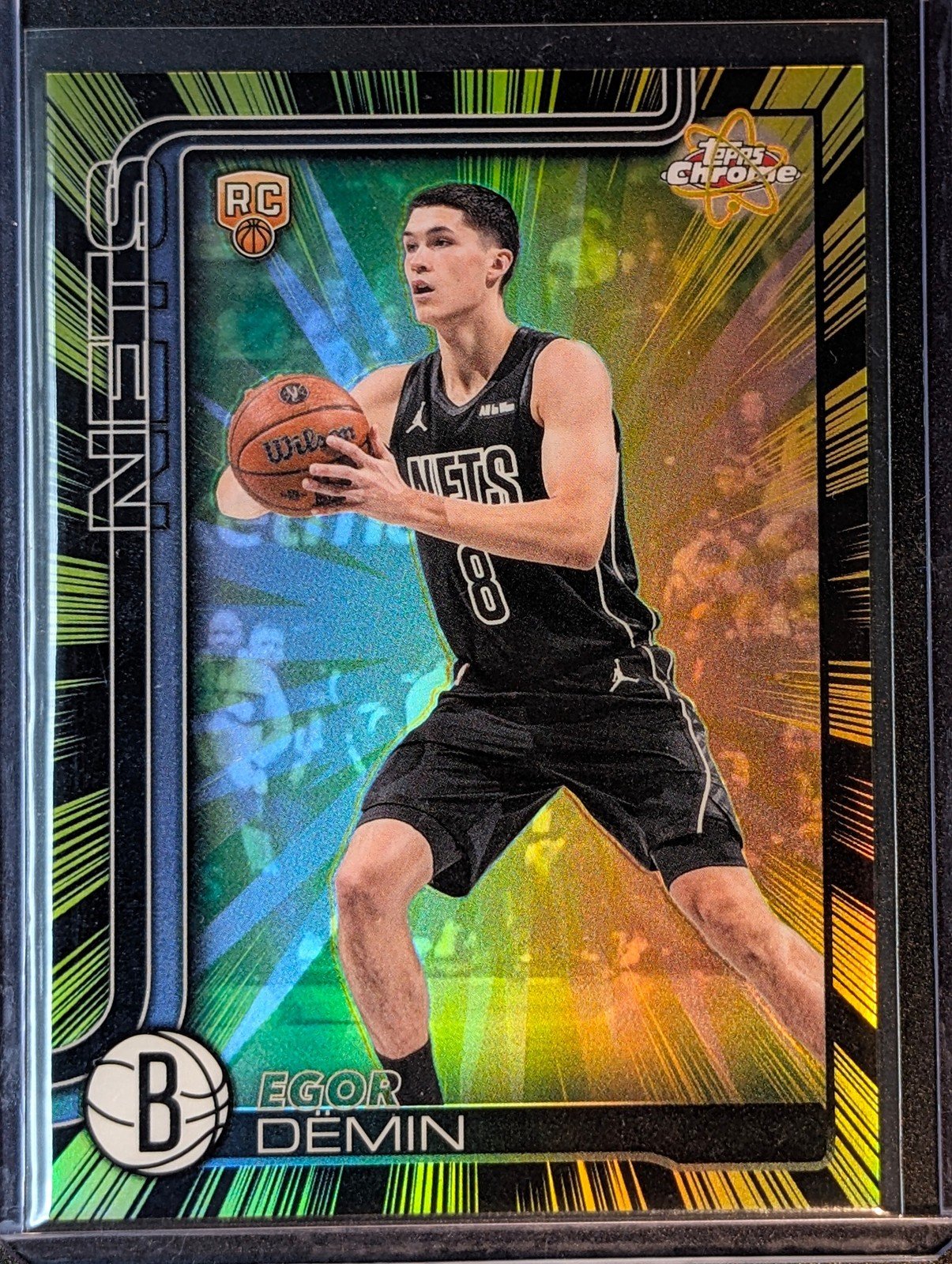 Front of 2025-26 Topps Chrome Update Egor Dëmin Radiating Rookies #RR-8