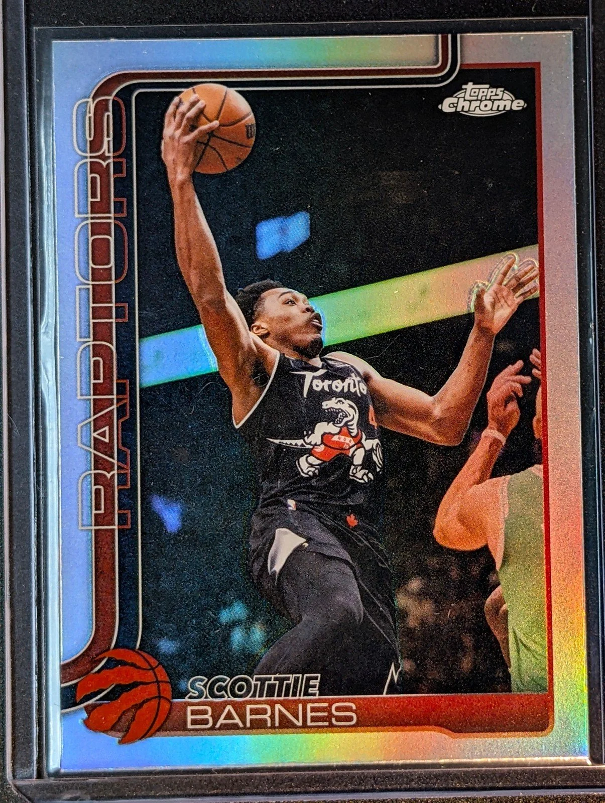 Front of 2025-26 Topps Chrome Update #47 Scottie Barnes Refractor
