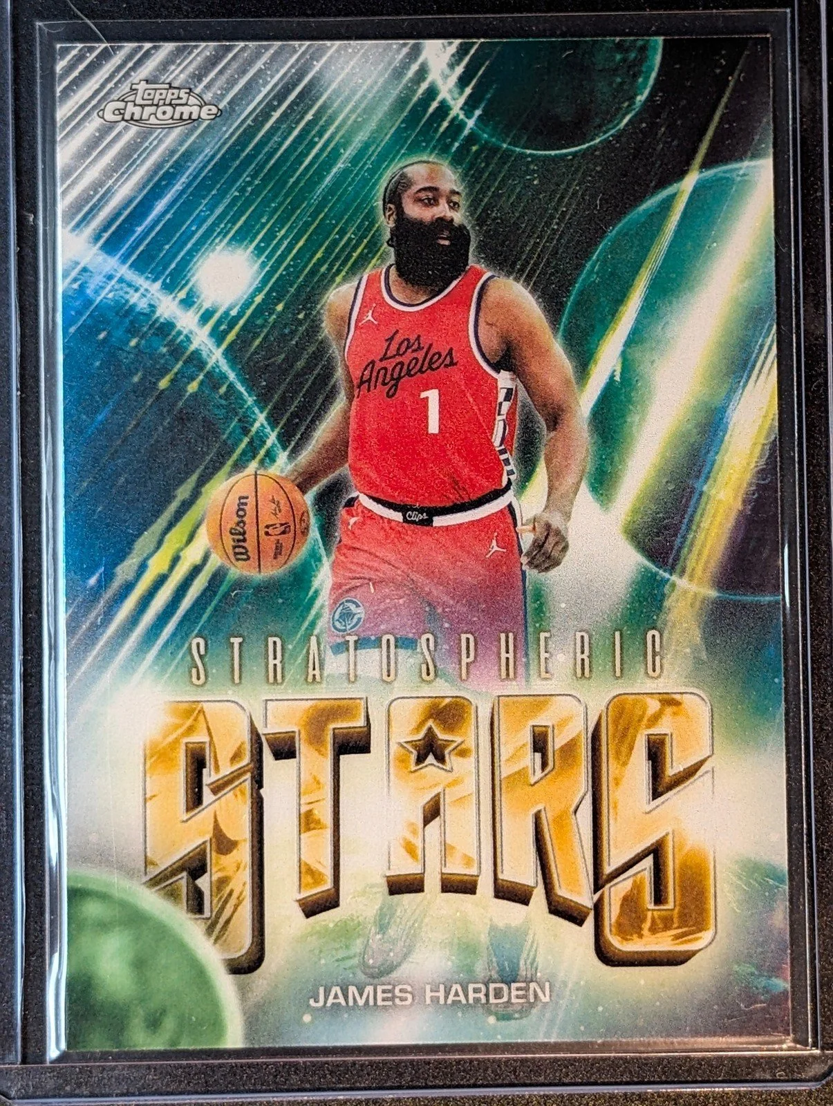 Front of 2025-26 Topps Chrome Update #ST-15 James Harden Stratospheric Stars