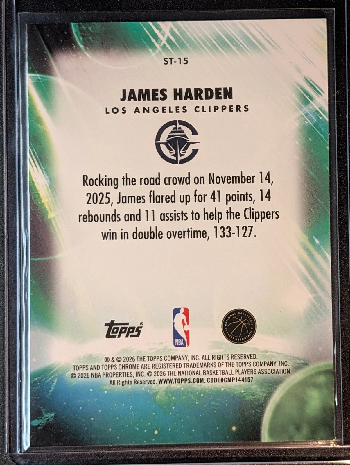 Back of 2025-26 Topps Chrome Update #ST-15 James Harden Stratospheric Stars