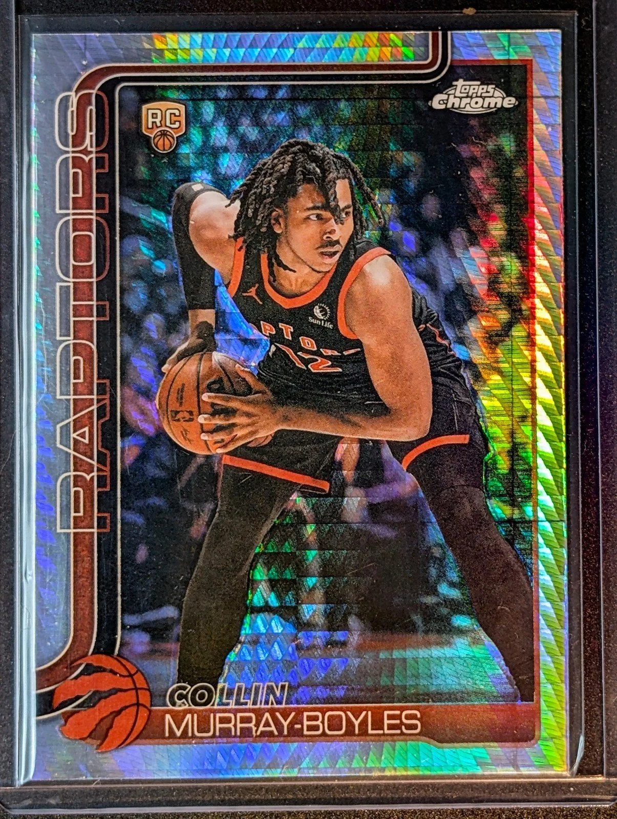 Front of 2025-26 Topps Chrome Update #159 Collin Murray-Boyles Prism Refractor