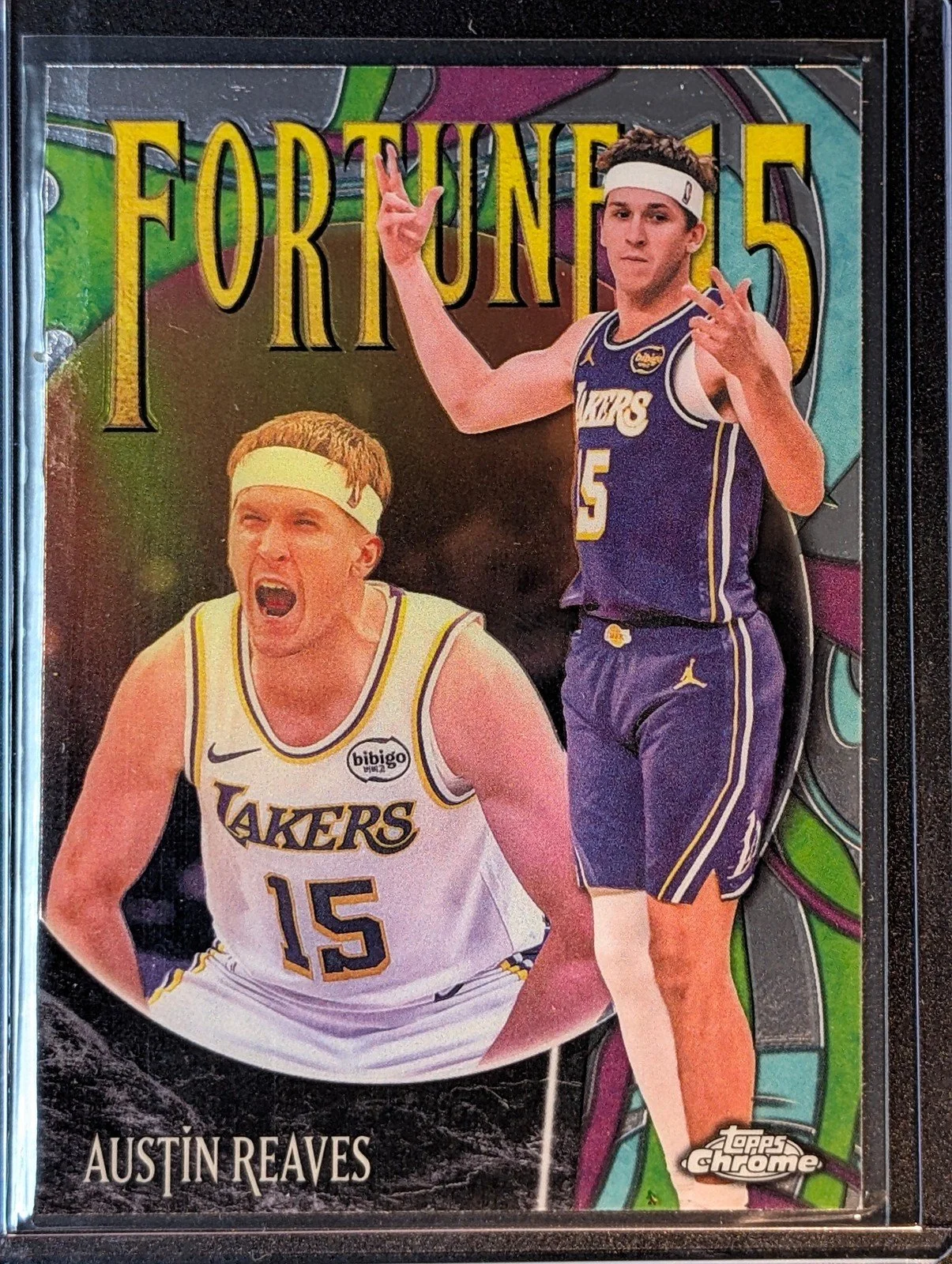 Front of 2025-26 Topps Chrome Update #F15-14 Austin Reaves Fortune 15