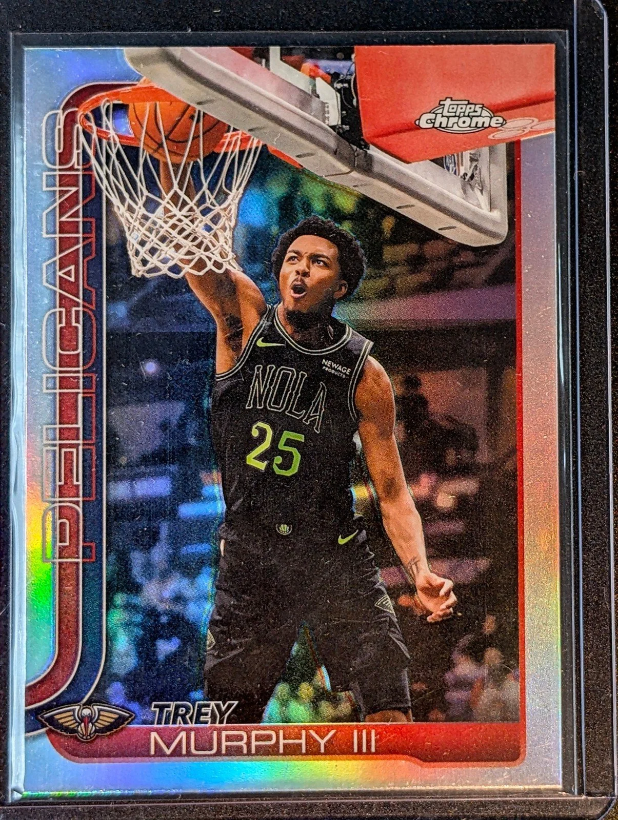 Front of 2025-26 Topps Chrome Update #56 Trey Murphy III Refractor