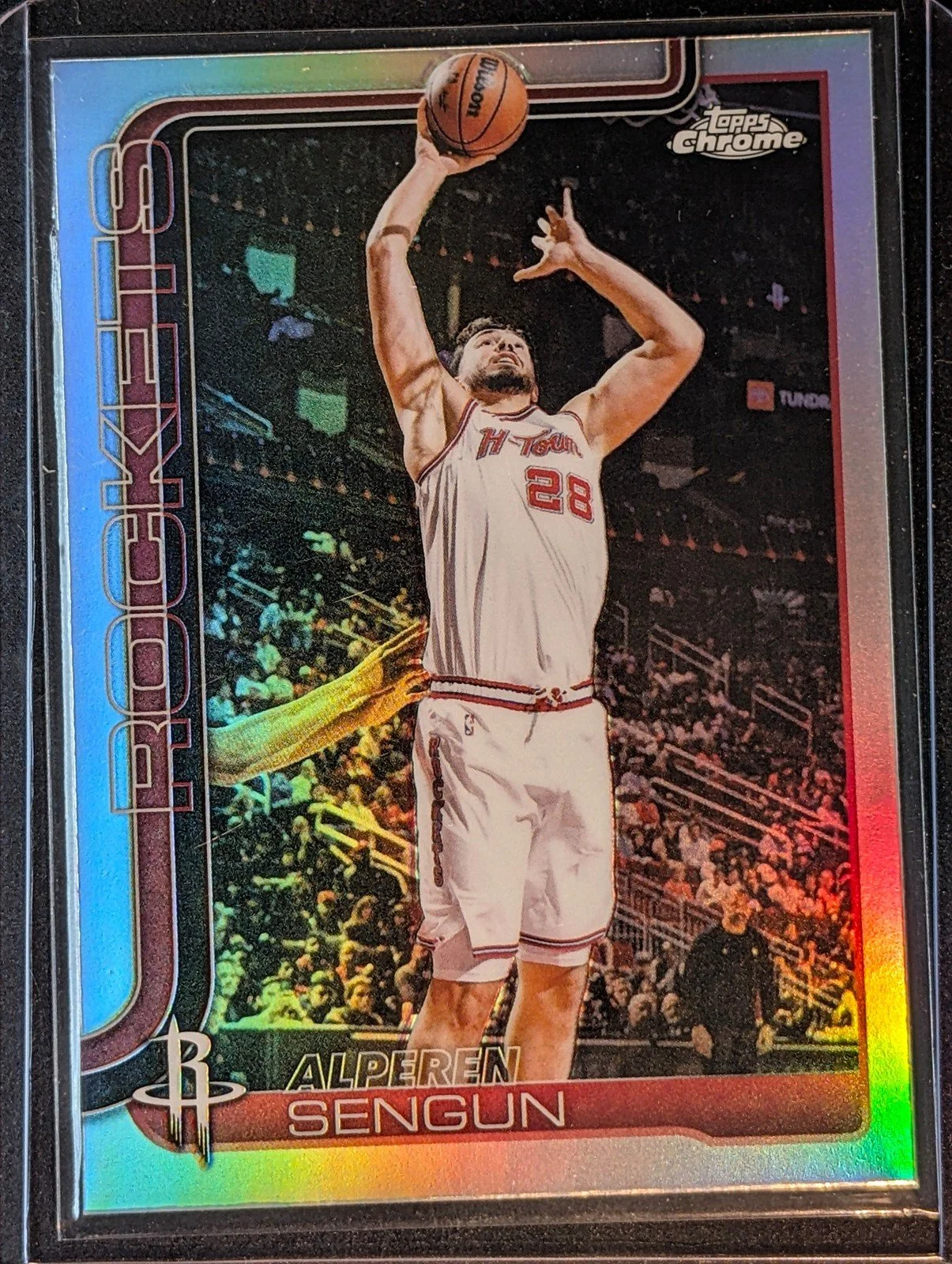 Front of 2025-26 Topps Chrome Update #38 Alperen Sengun Refractor