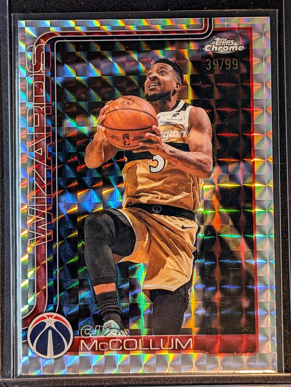 Front of 2025-26 Topps Chrome Update /99 #75 CJ McCollum Geometric Refractor