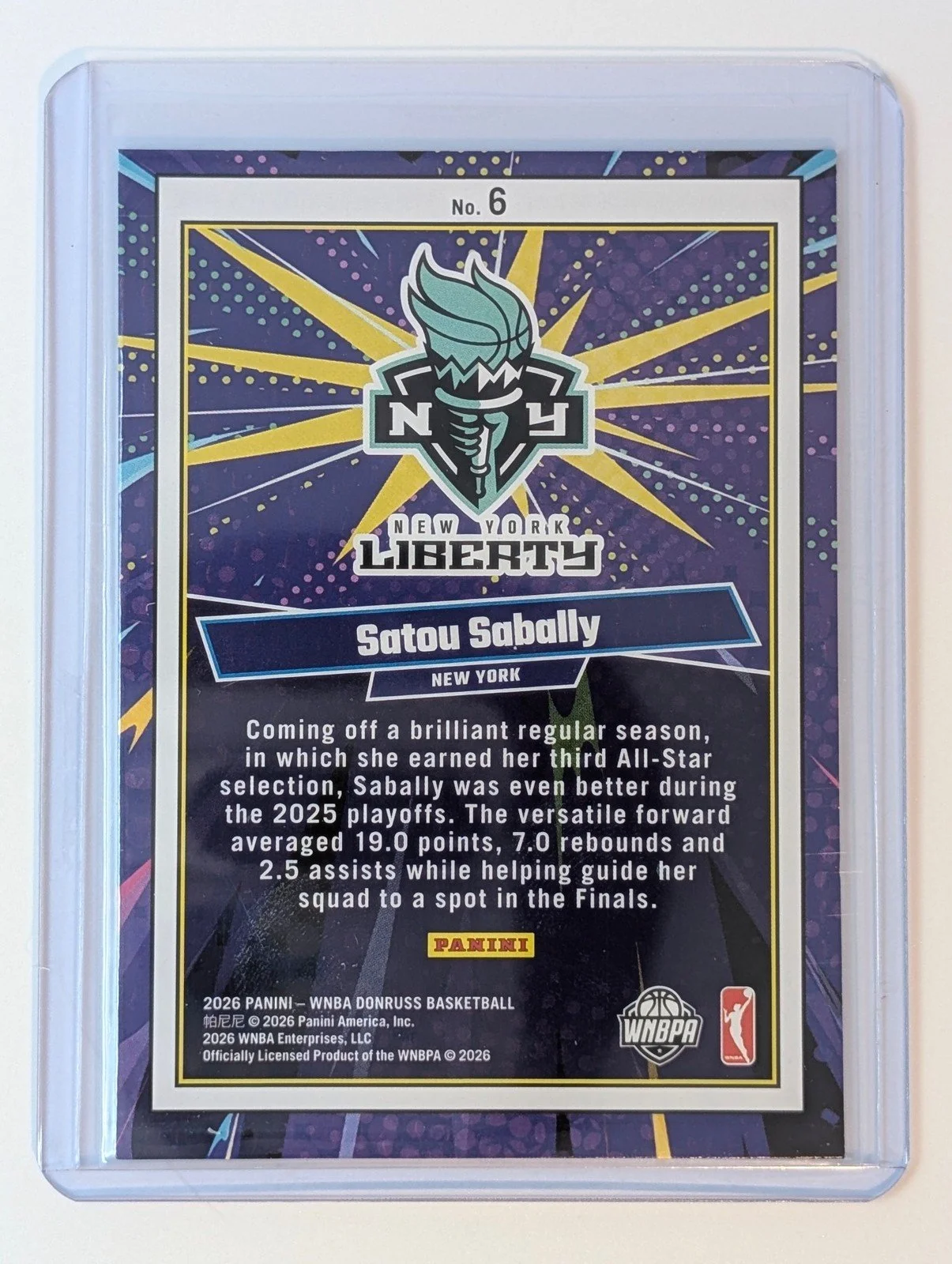 Back of 2026 Panini Donruss WNBA Satou Sabally Net Marvels  #6