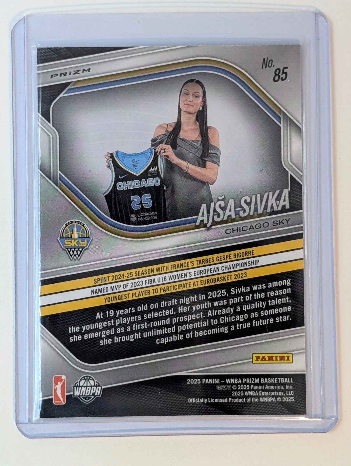 Back of 2026 Panini Prizm WNBA #85 Ajsa Sivka Silver Prizms
