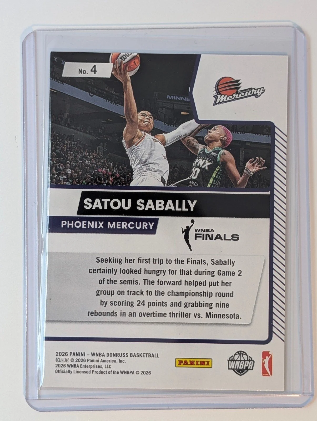 Back of 2026 WNBA Donruss /199 Satou Sabally Road To The Finals Second Round #4