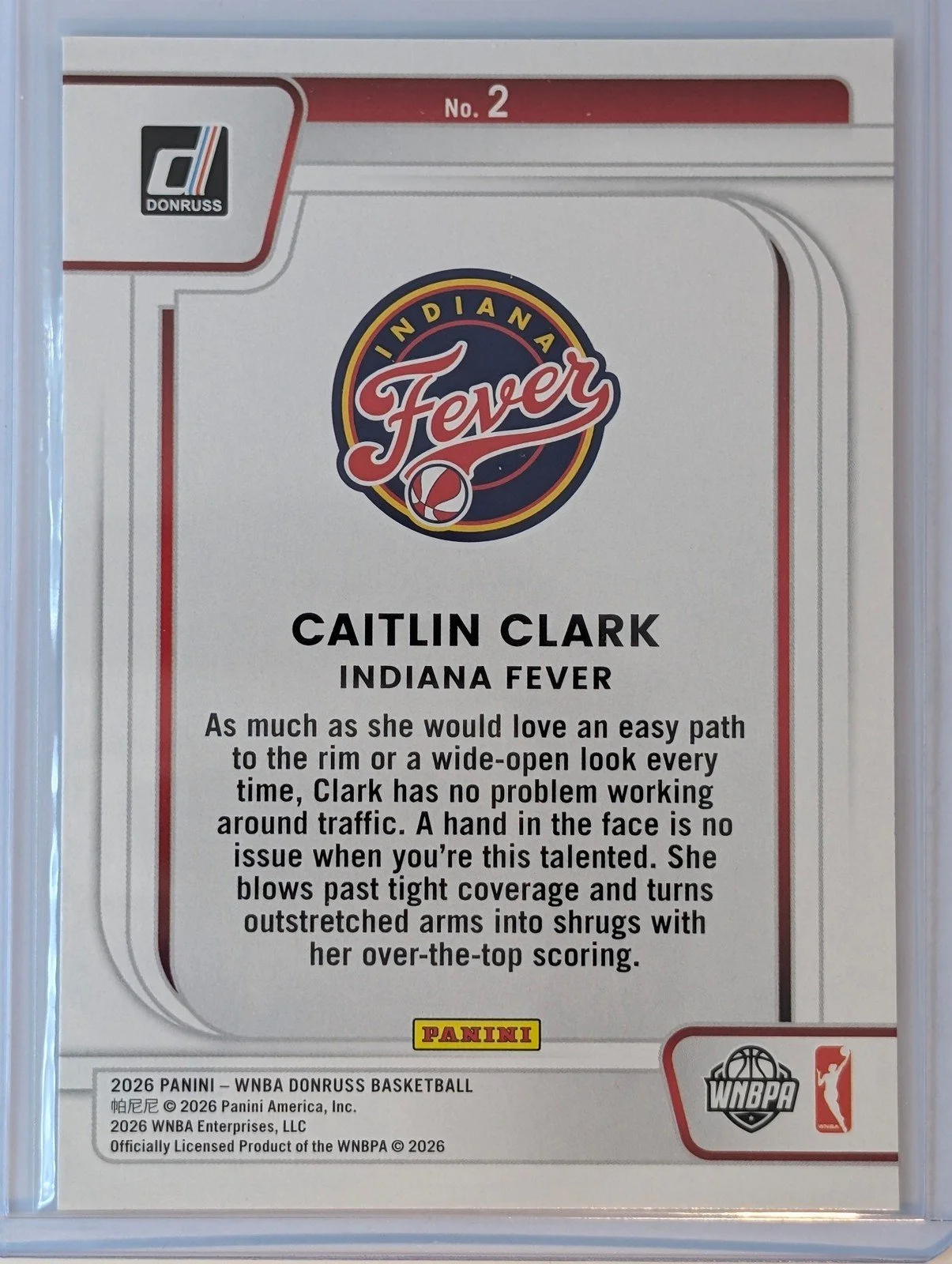 Back of 2026 Panini Donruss WNBA Caitlin Clark Franchise Features #2