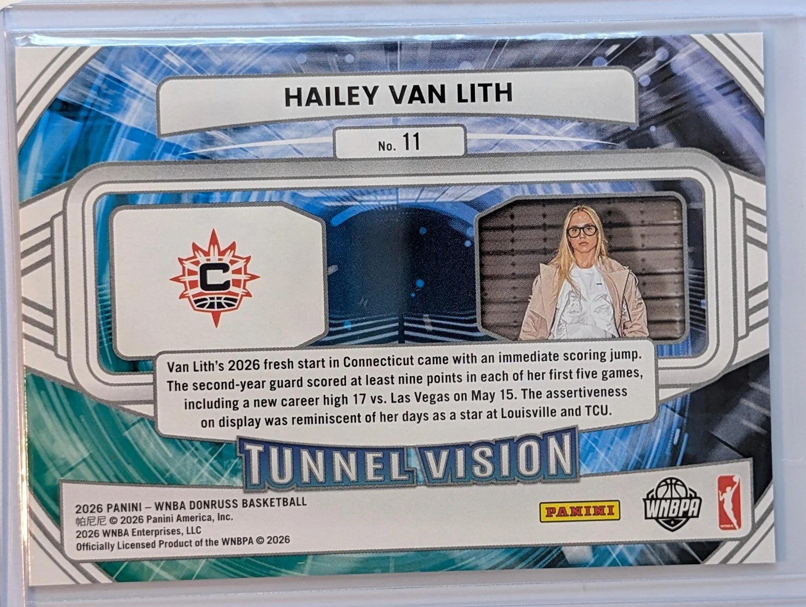 Back of 2026 Panini Donruss WNBA Hailey Van Lith Tunnel Vision Diamond #11