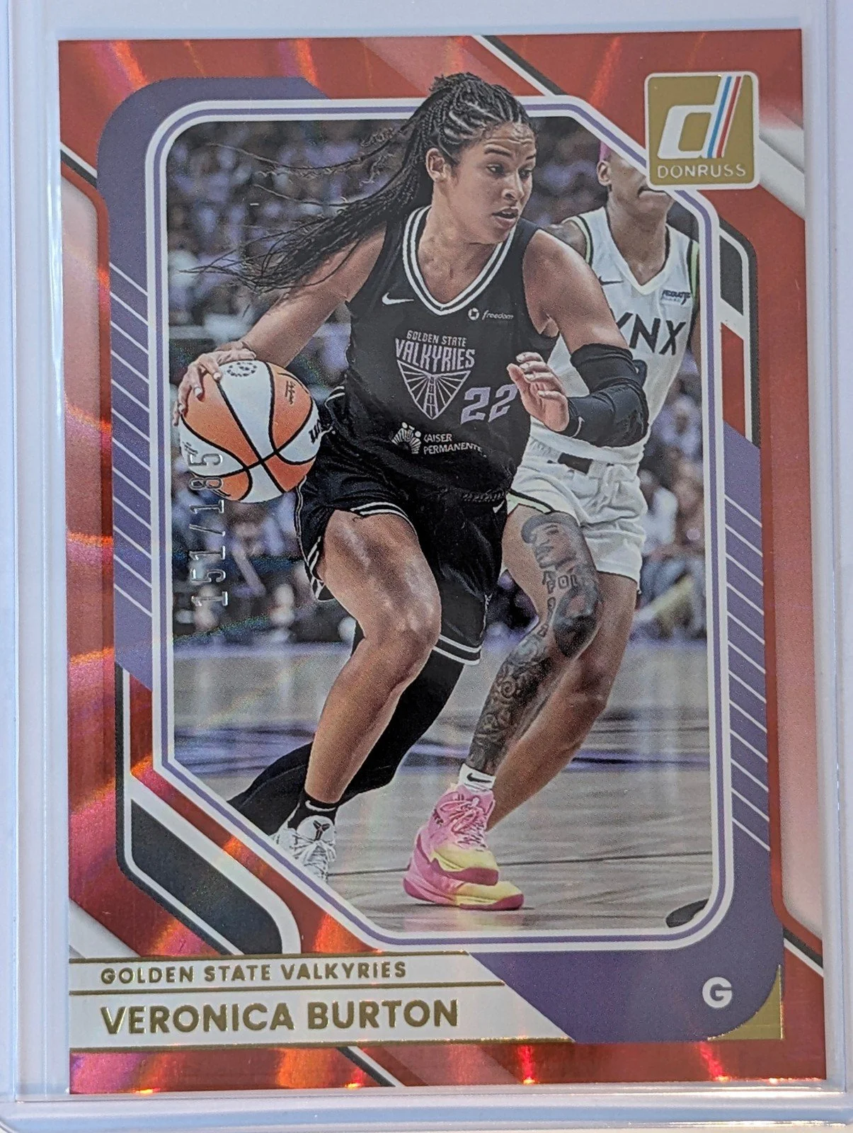 Front of 2026 Panini Donruss WNBA /185 Veronica Burton #72 Red Laser