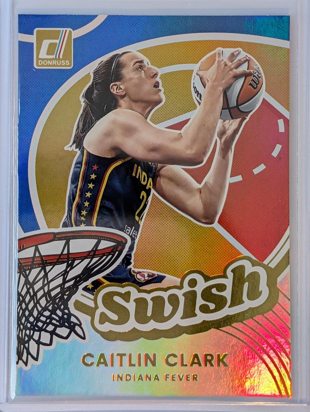 Front of 2026 Panini Donruss WNBA #4 Caitlin Clark Swish