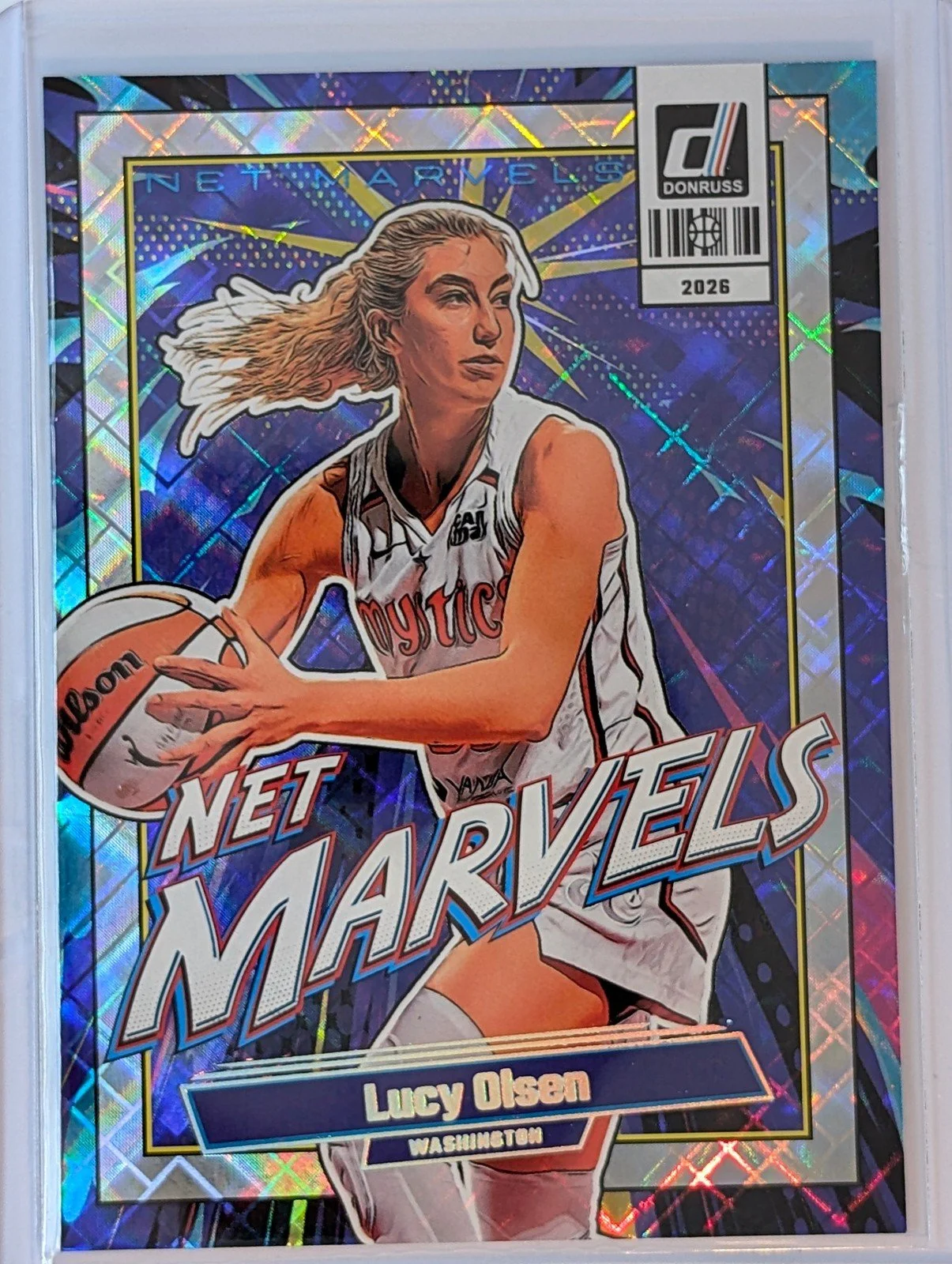Front of 2026 Panini Donruss WNBA Lucy Olsen Net Marvels Diamond #22