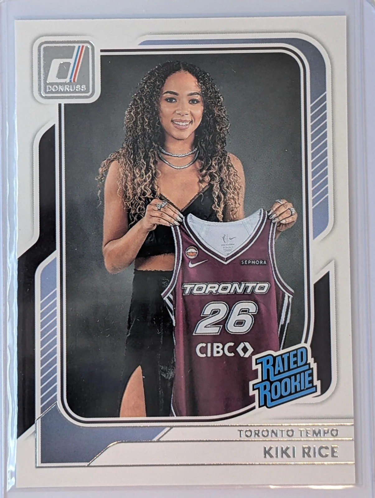 Front of 2026 Panini Donruss WNBA #91 Kiki Rice Rated Rookie