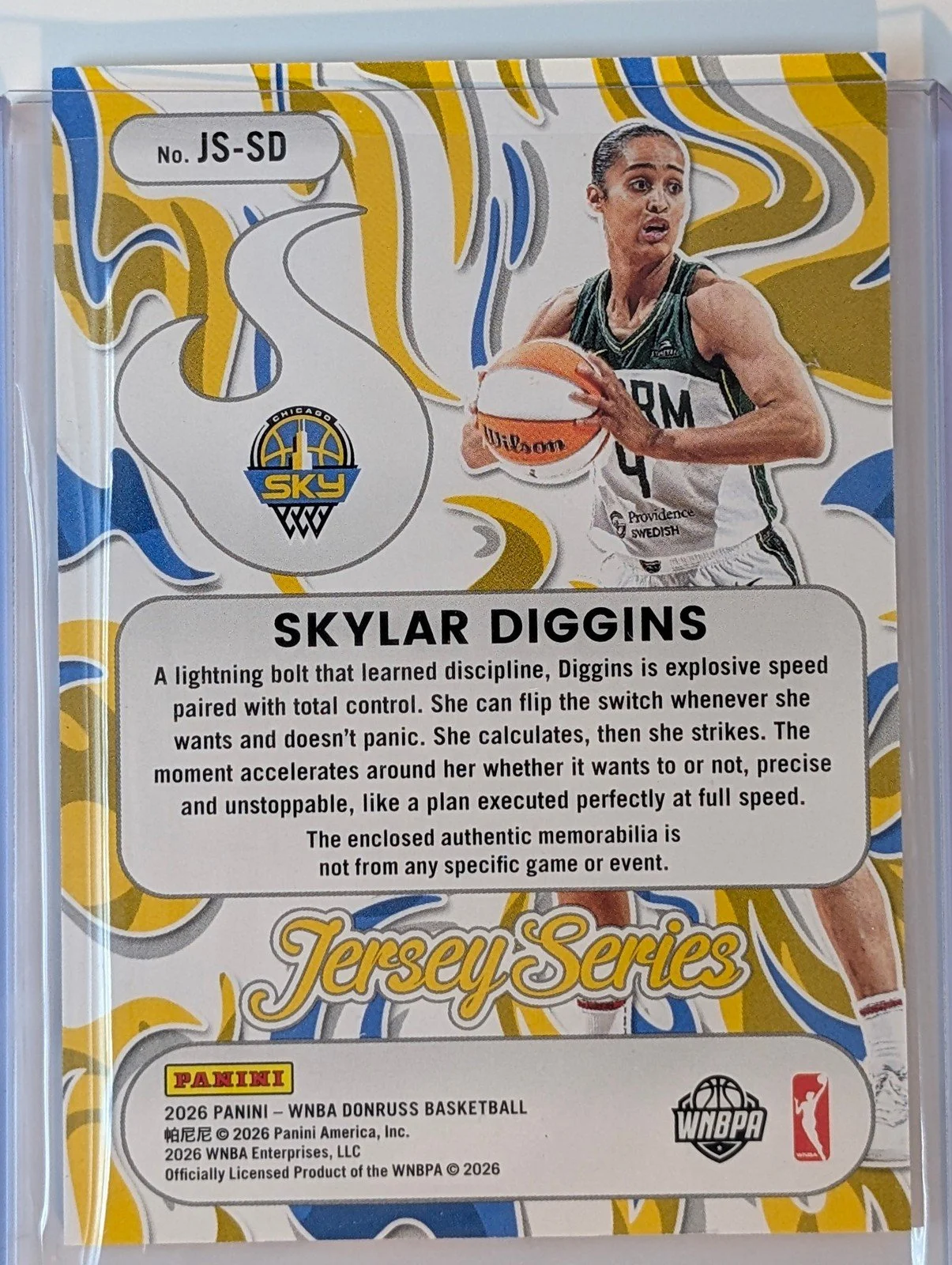 Back of 2026 Panini Donruss WNBA Skylar Diggins Jersey Series