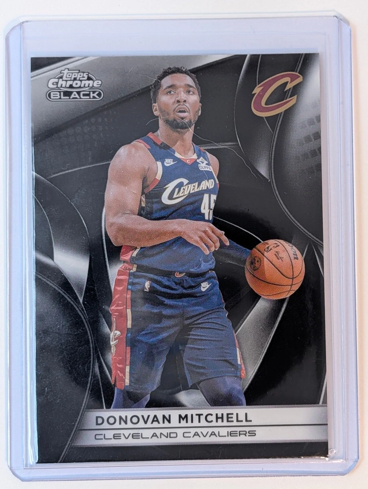 Front of 2025 Topps Chrome Black #25 Donovan Mitchell