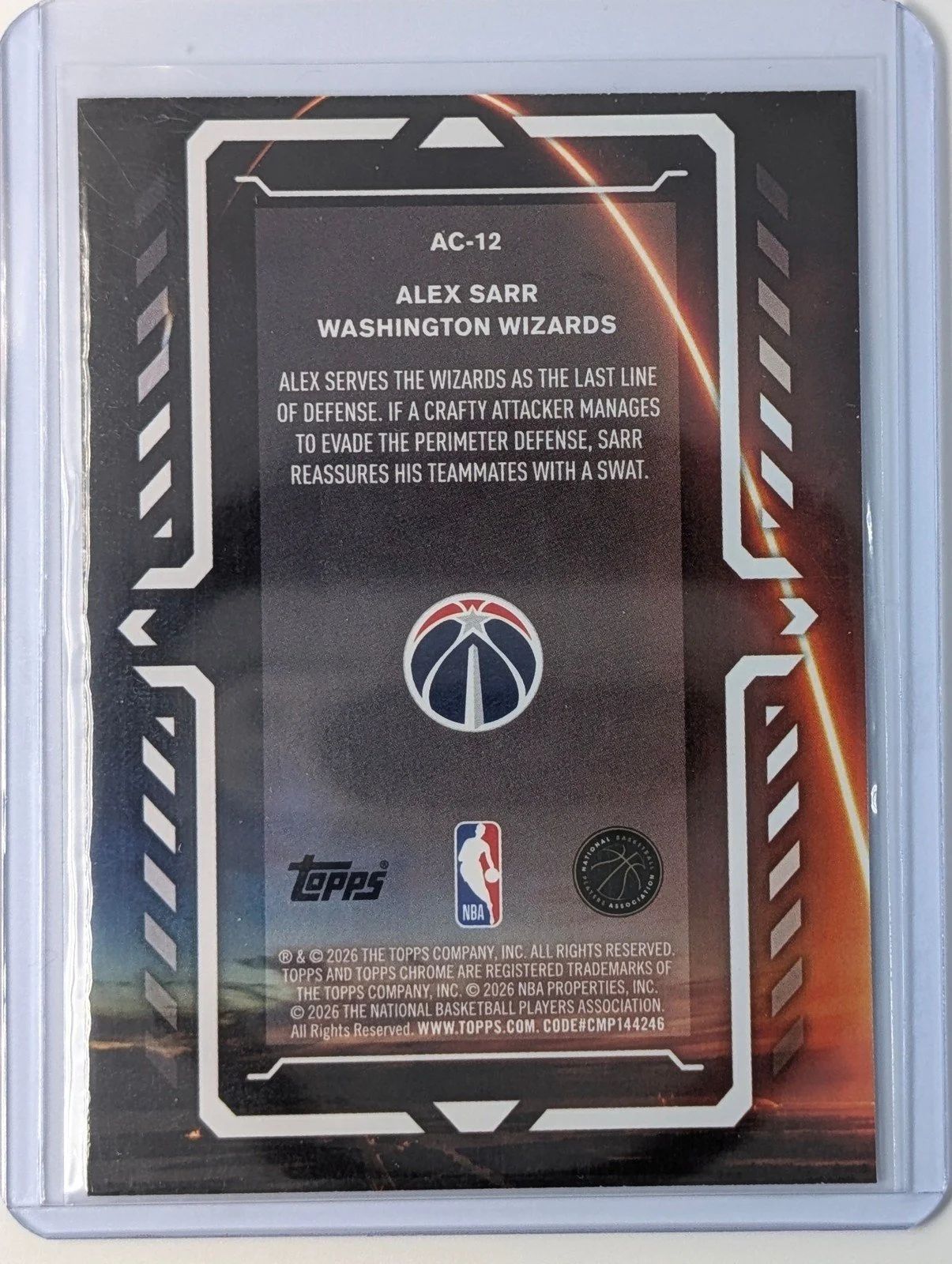 Back of 2025-26 Topps Chrome Update #AC-12 Alex Sarr Activators