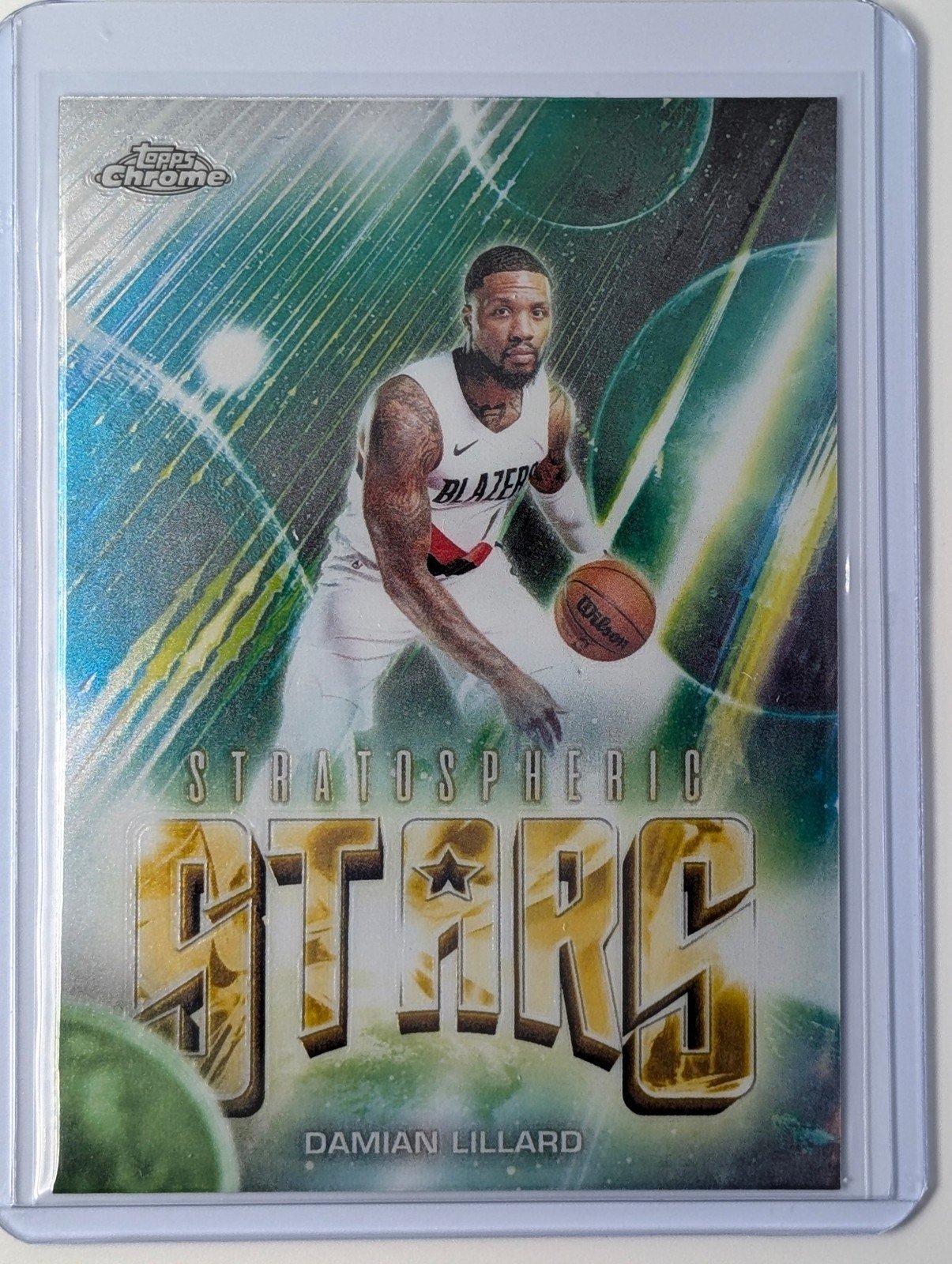Front of 2025-26 Topps Chrome Update #ST-5 Damian Lillard Stratospheric Stars