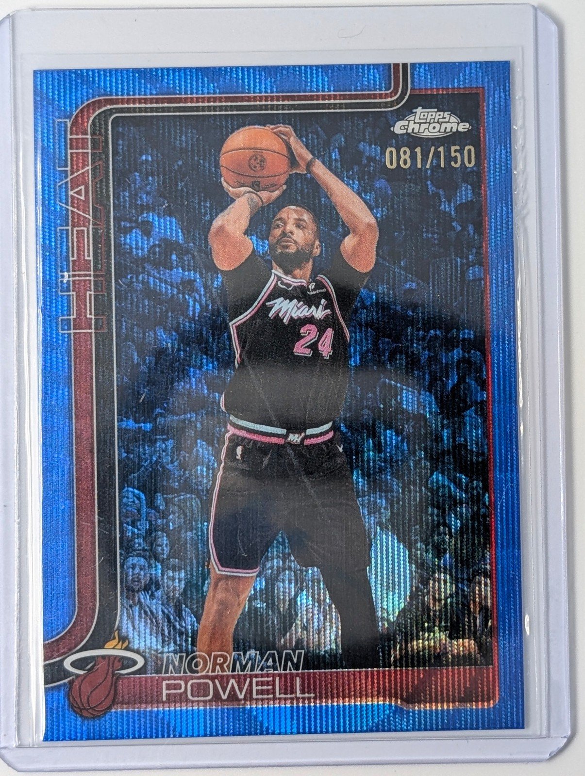 Front of 2025-26 Topps Chrome Update #58 Norman Powell Blue Wave Refractor #/150