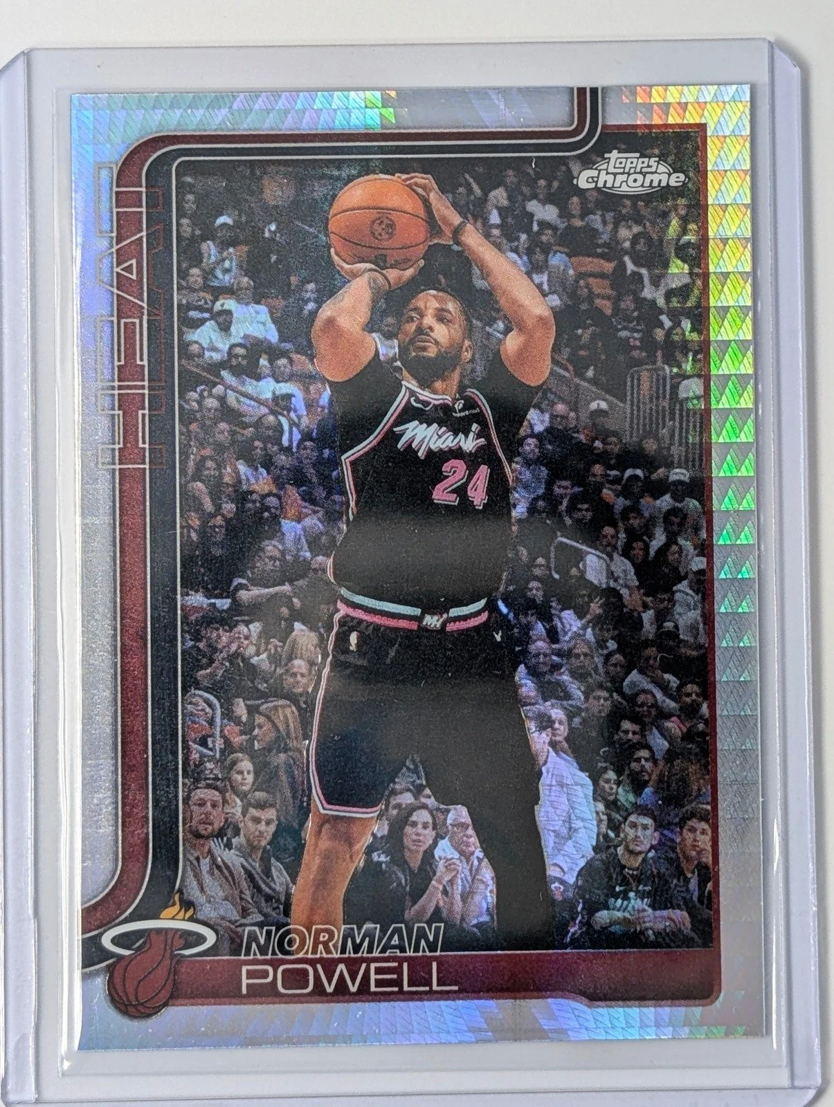 Front of 2025-26 Topps Chrome Update #58 Norman Powell Refractor