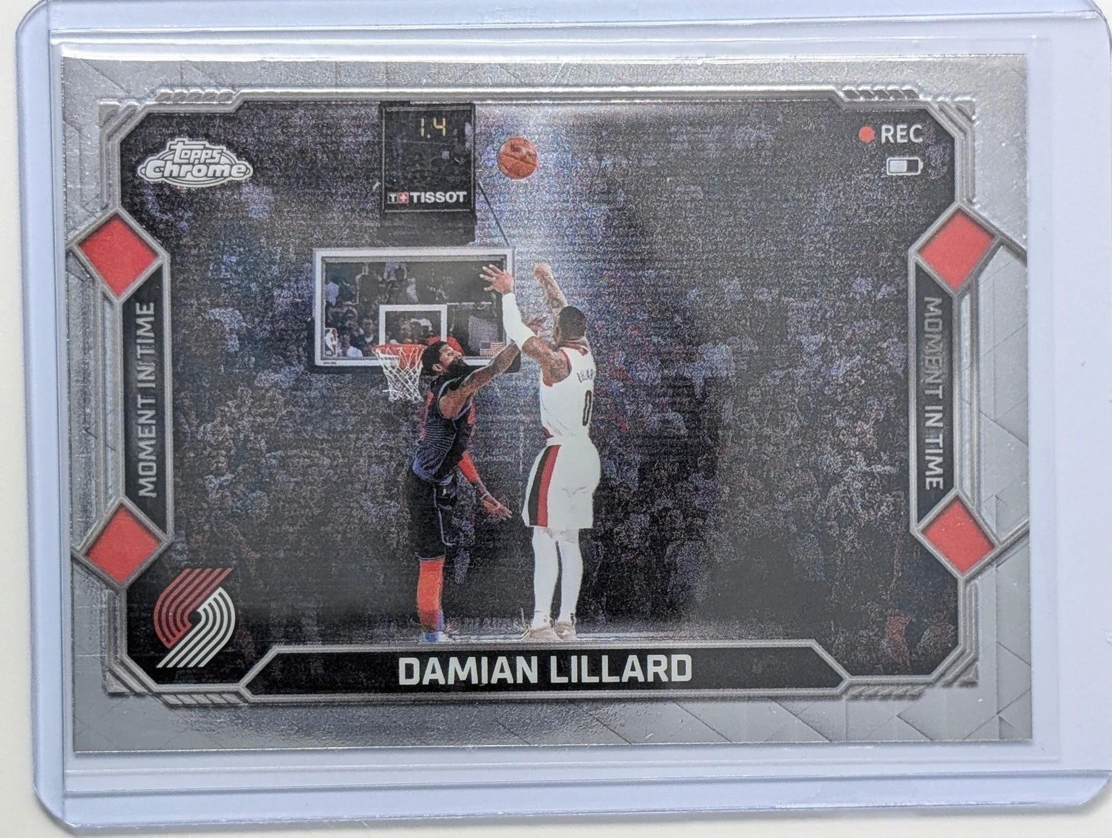 Front of 2025-26 Topps Chrome Update #MT-11 Damian Lillard Moment In Time