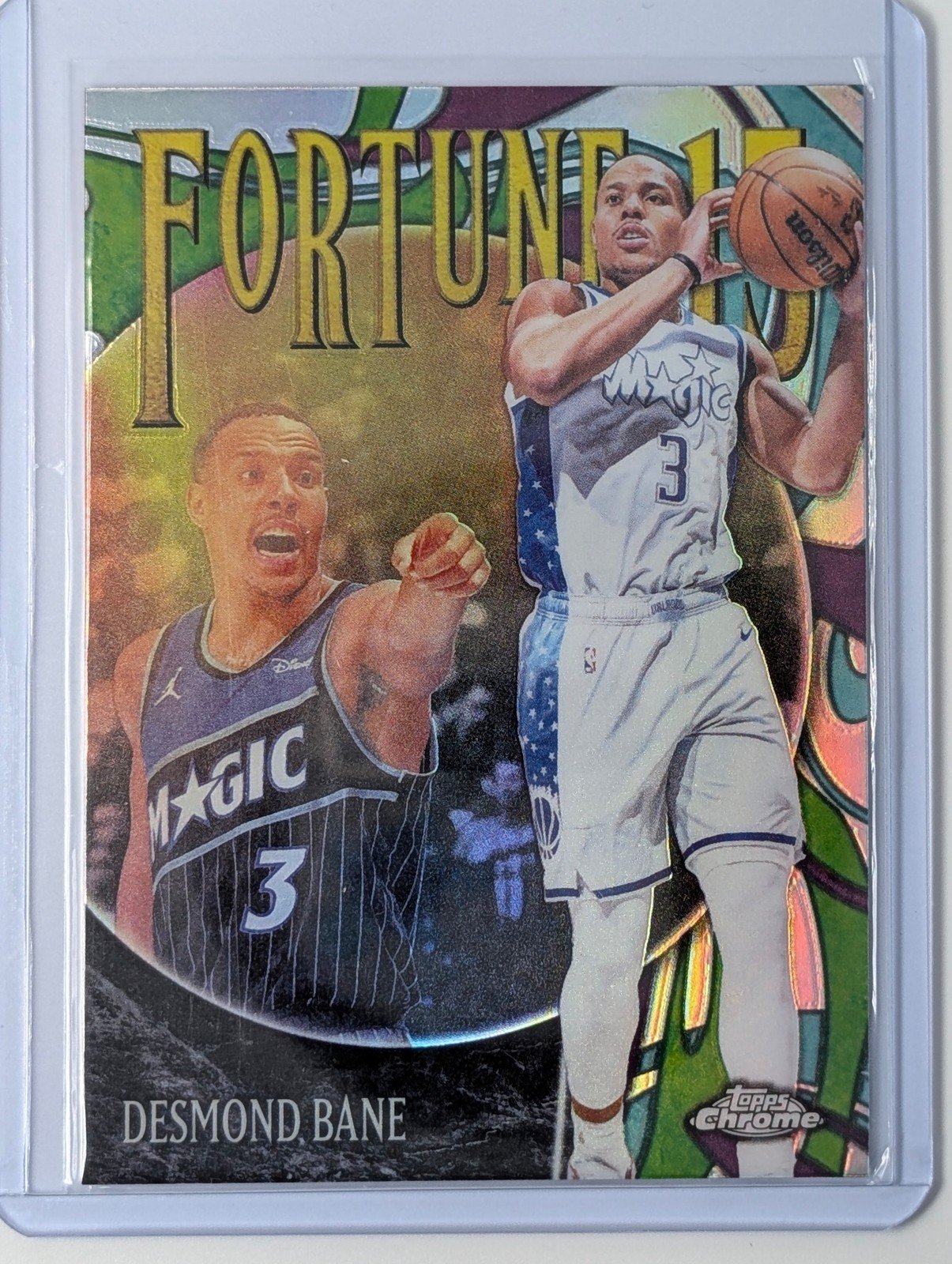 Front of 2025-26 Topps Chrome Update #F15-3 Desmond Bane Fortune 15 Refractor
