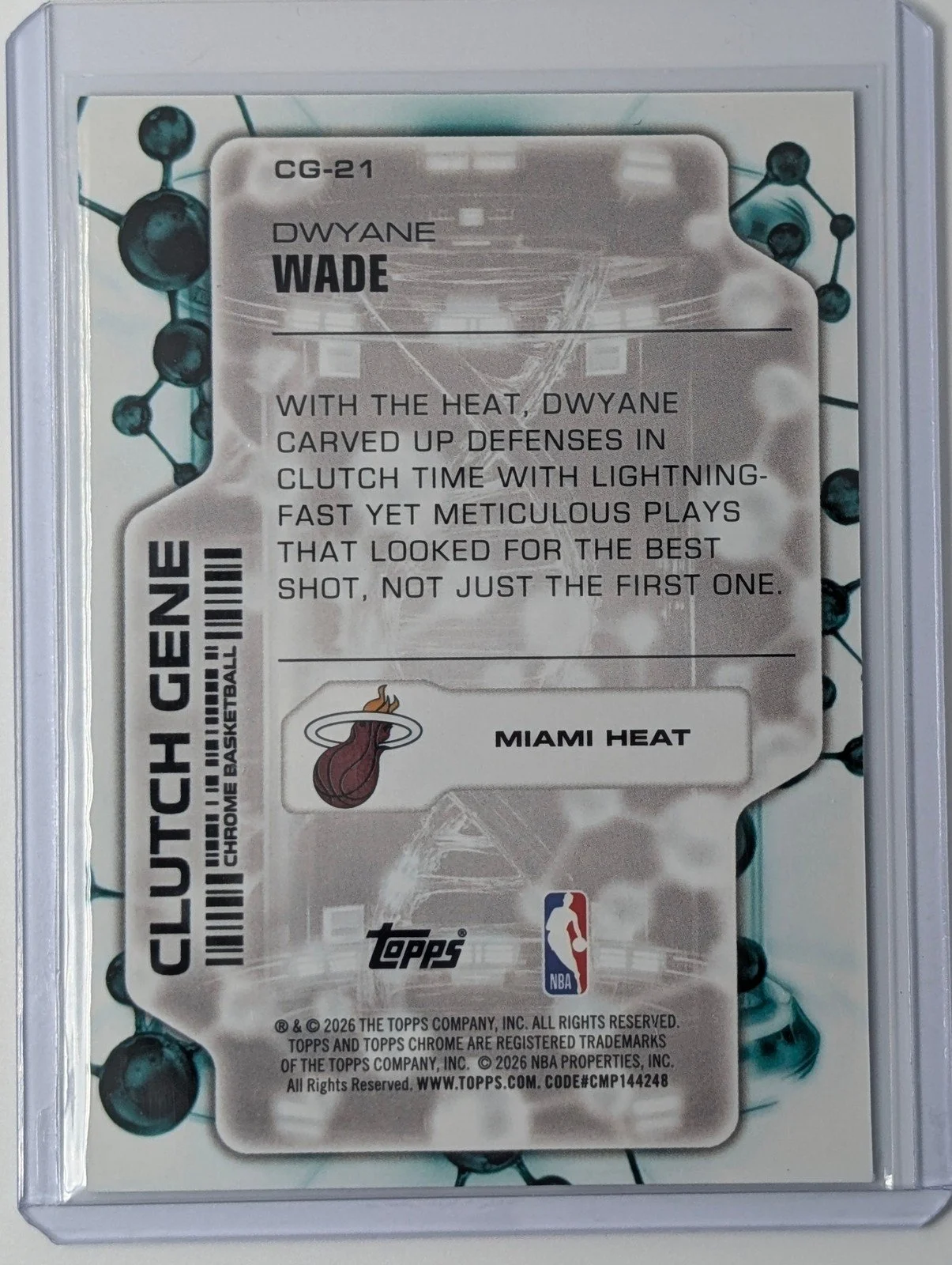 Back of 2025-26 Topps Chrome Update #CG-21 Dwyane Wade Clutch Gene