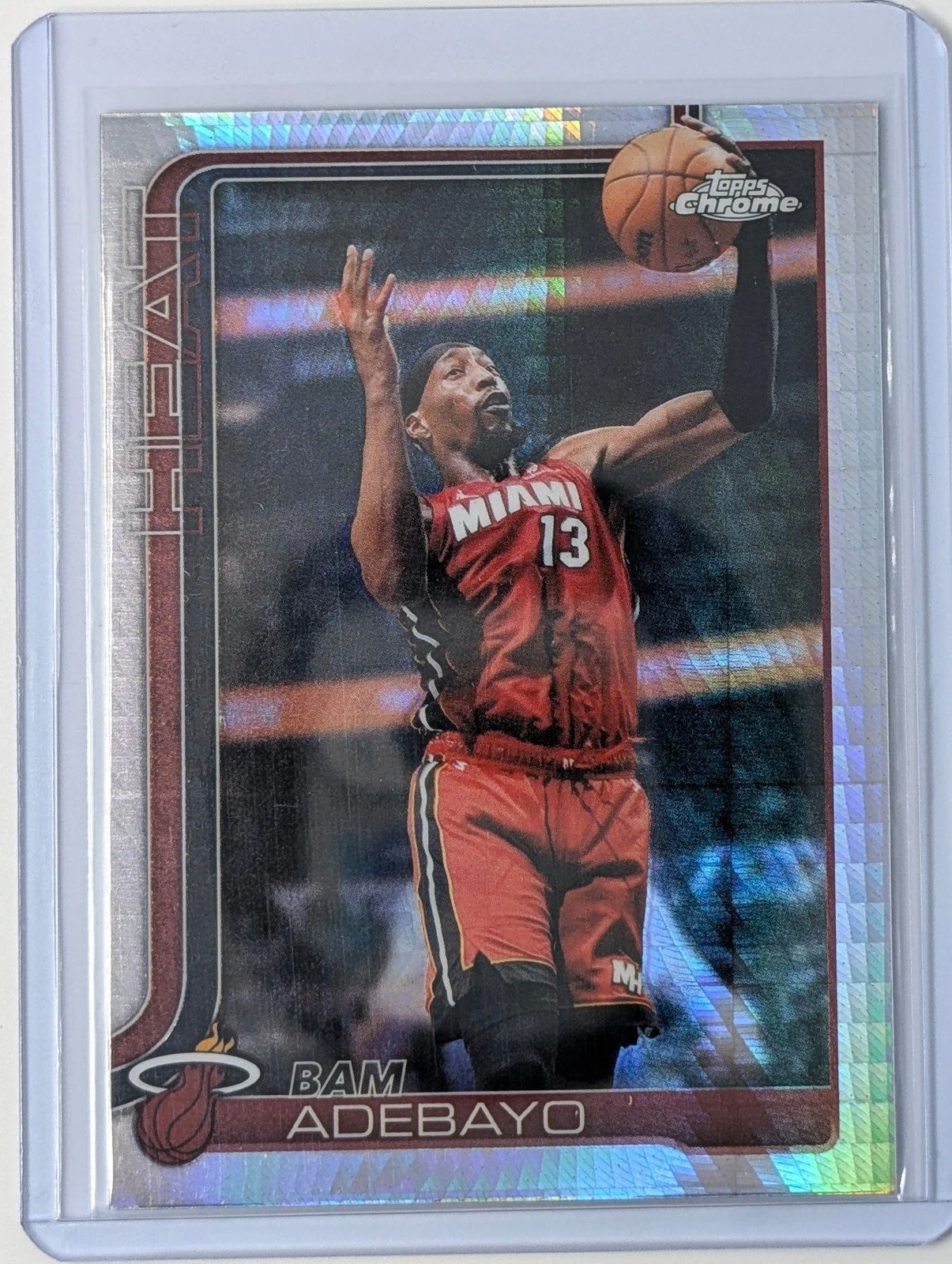 Front of 2025-26 Topps Chrome Update #35 Bam Adebayo Prism Refractor