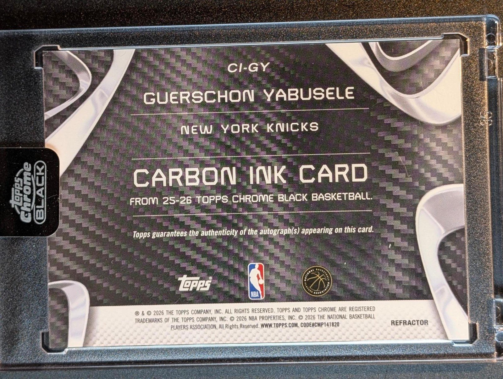 Back of Chrome Black /299 Guerschon Yabusele Carbon Ink #CI-GY