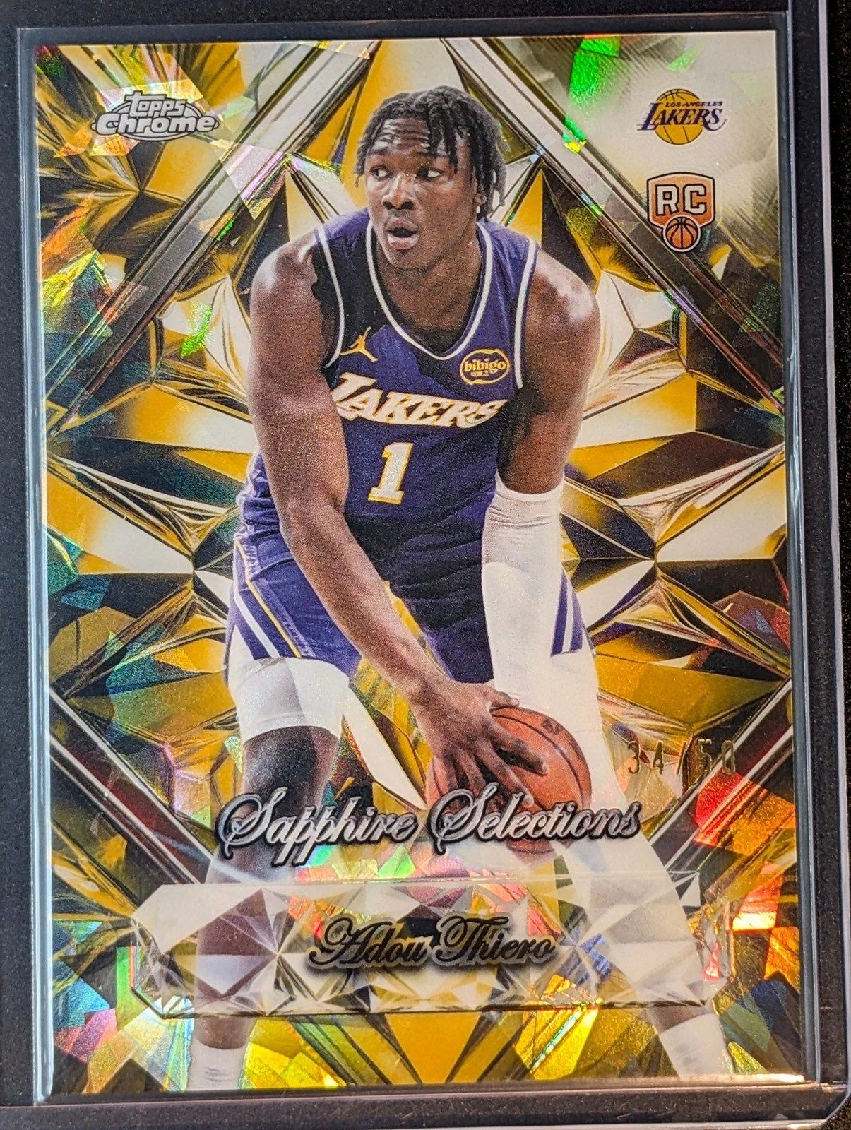 Front of Chrome Sapphire /50 Adou Thiero Sapphire Selections Gold #SS-19 RC