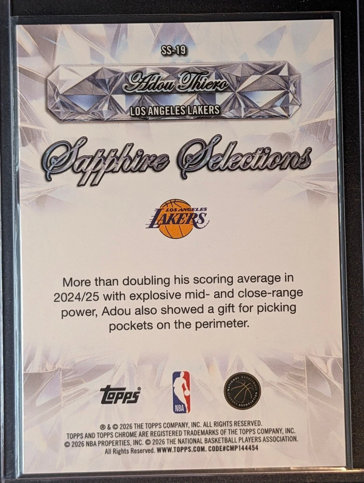 Back of Chrome Sapphire /50 Adou Thiero Sapphire Selections Gold #SS-19 RC